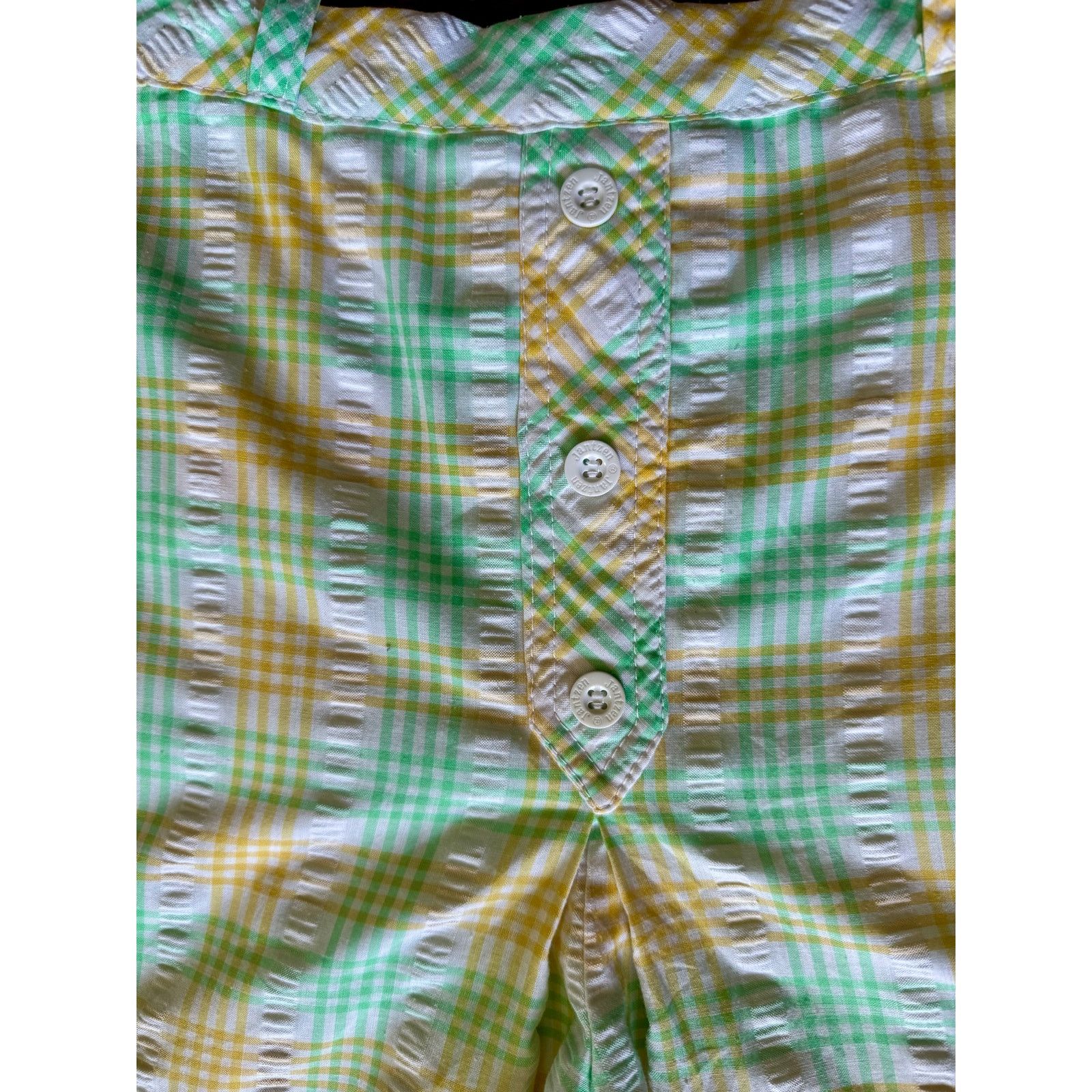 Jantzen Vintage Seersucker White Green Plaid High Waisted Shorts XS Size 25" / US 0 / IT 36 - 4 Thumbnail