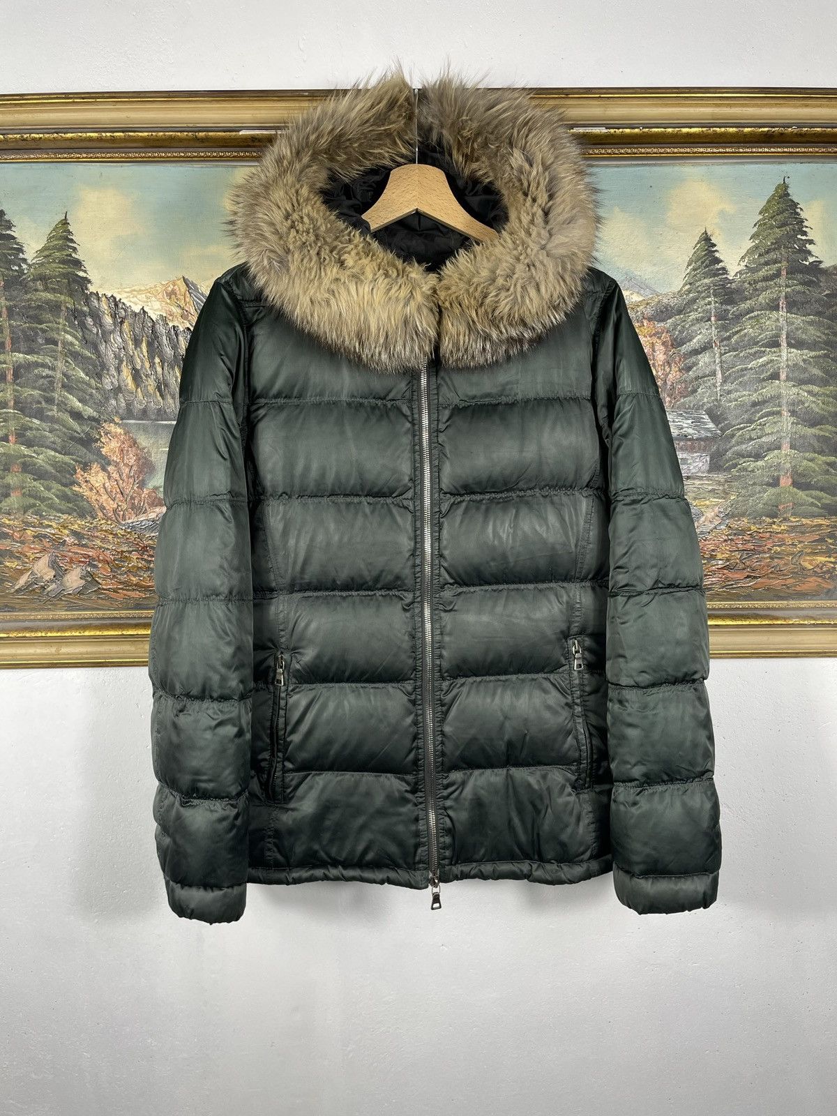Designer × Prada Prada Green Down Winter Coat Warm Designer Luxury Old Money Size L / US 10 / IT 46 - 3 Thumbnail