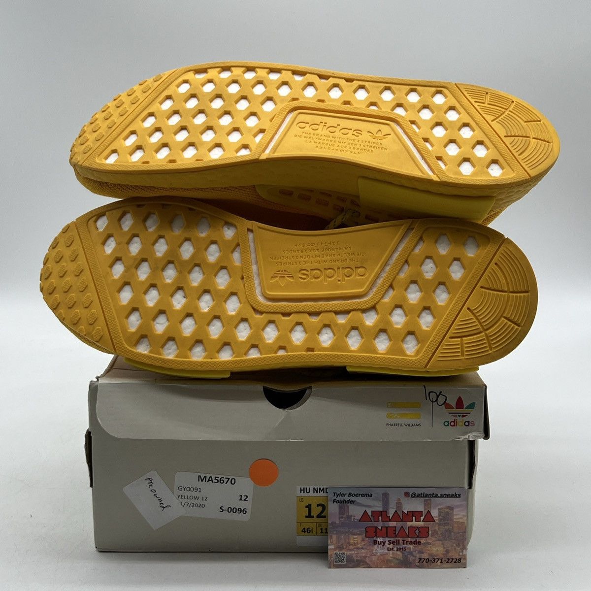 Adidas Pharrell x NMD human race yellow Size US 12 / EU 45 - 8 Thumbnail