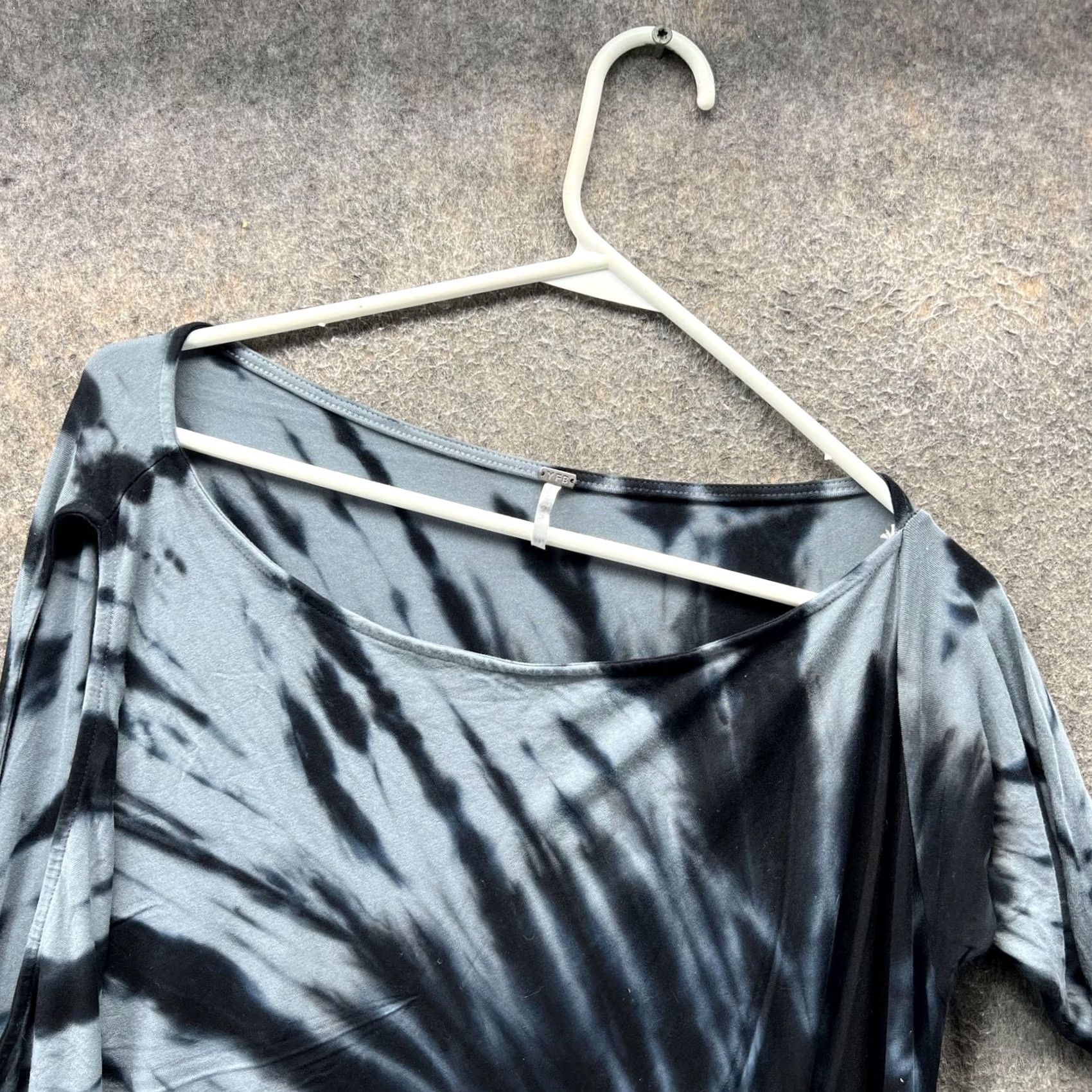 Young Fabulous & Broke VINTAGE YFB Dress Womens Blouson Mini Boho Jersey Dolman Sleeve Tie Dye Black Gray Casual Womens M Size M / US 6-8 / IT 42-44 - 4 Thumbnail