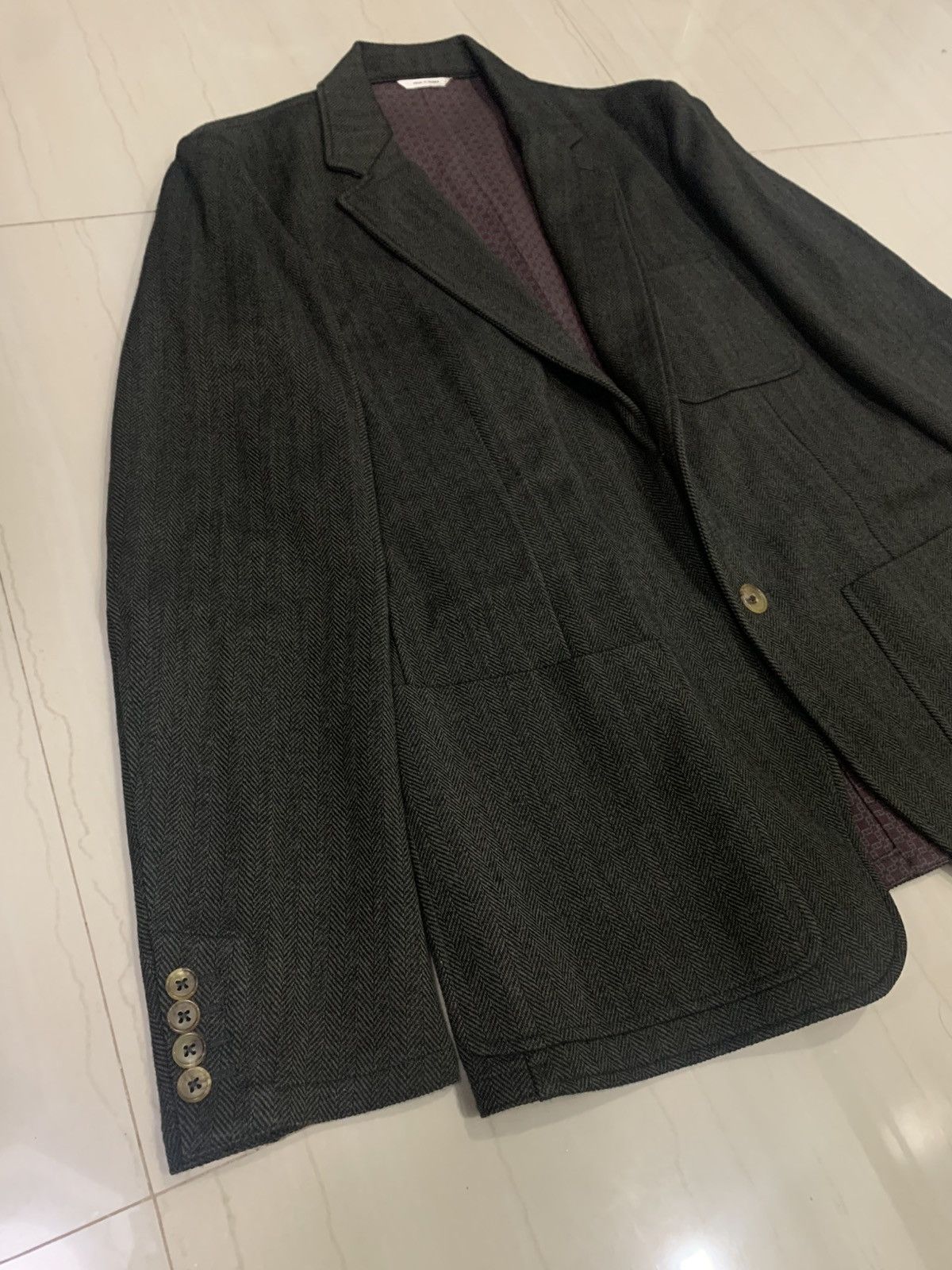 Hermes HERMES HERRINGBONE SINGLE BREASTED - TAILORED JACKET Size 50R - 6 Thumbnail