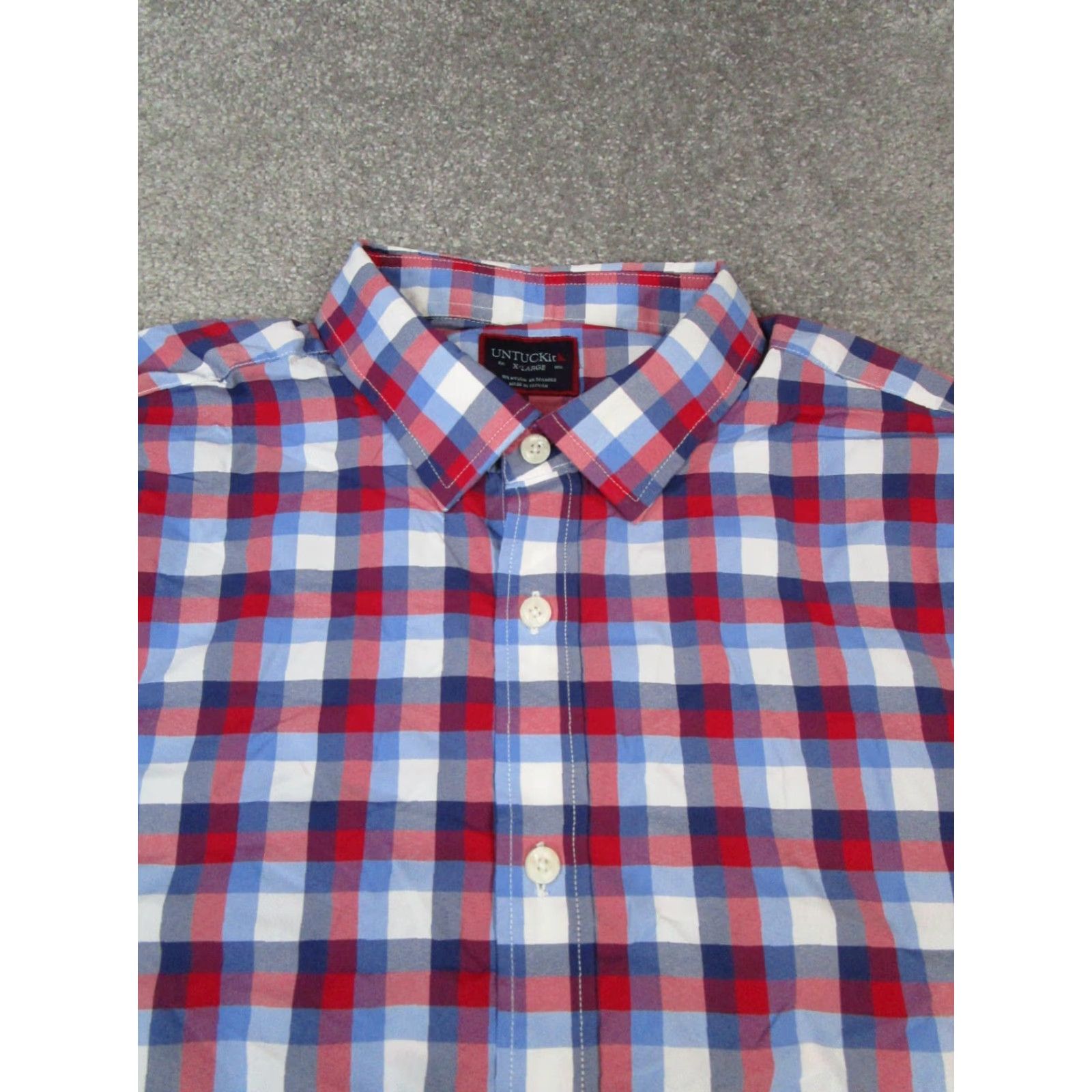 UNTUCKit UNTUCKit Stever Hill Shirt Mens XL Red White Blue Button Up Size US XL / EU 56 / 4 - 2 Thumbnail