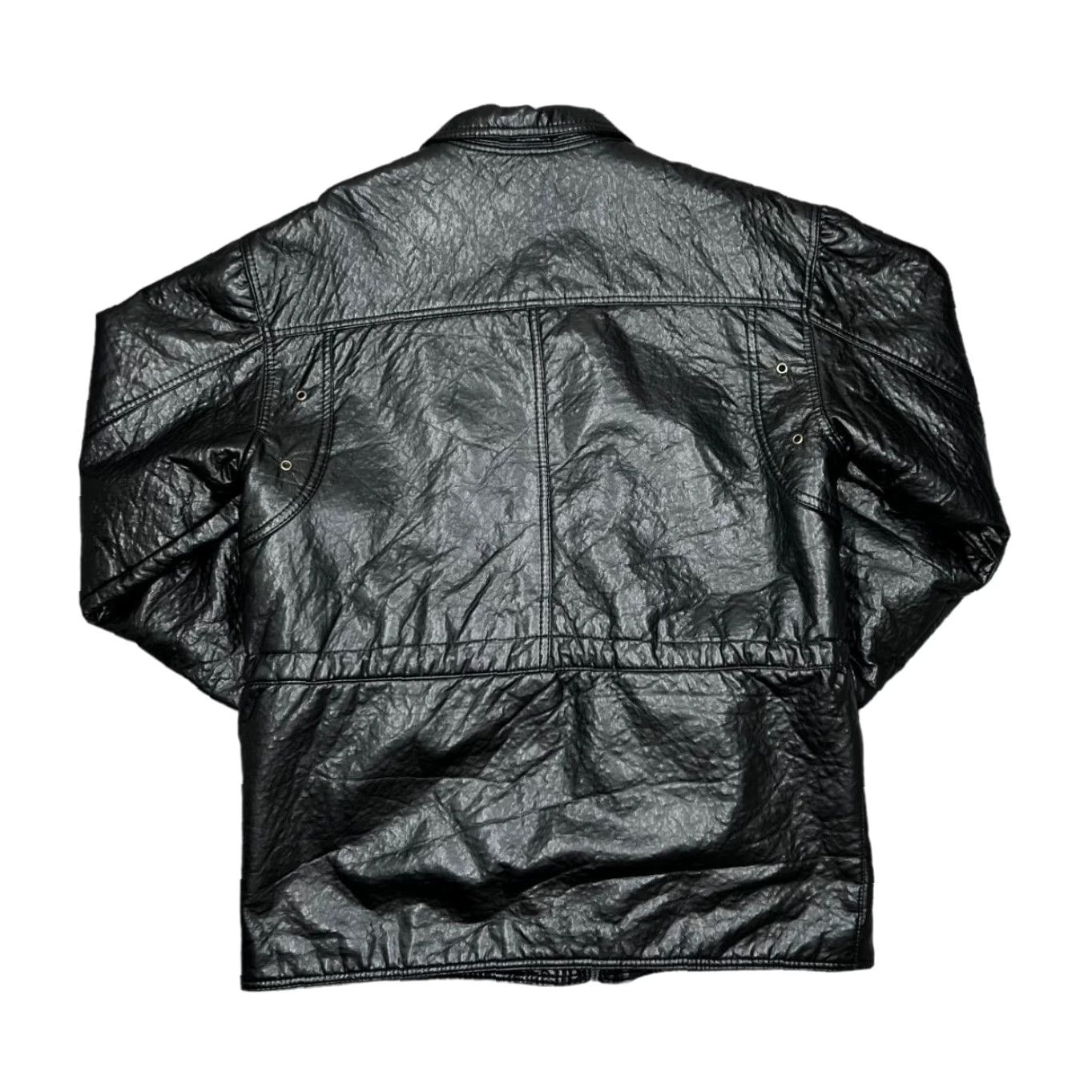 Vintage VINTAGE ALTA MODA Made In Italy Classic Faux Leather Zip Jacket XL Black Bomber Jacket Mens 90s Size US XL / EU 56 / 4 - 2 Thumbnail