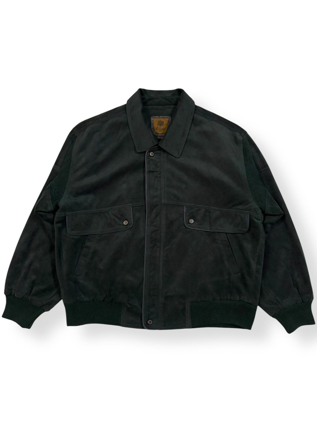 Vintage Altnian Suede Knit Panel Boxy Bomber Jacket