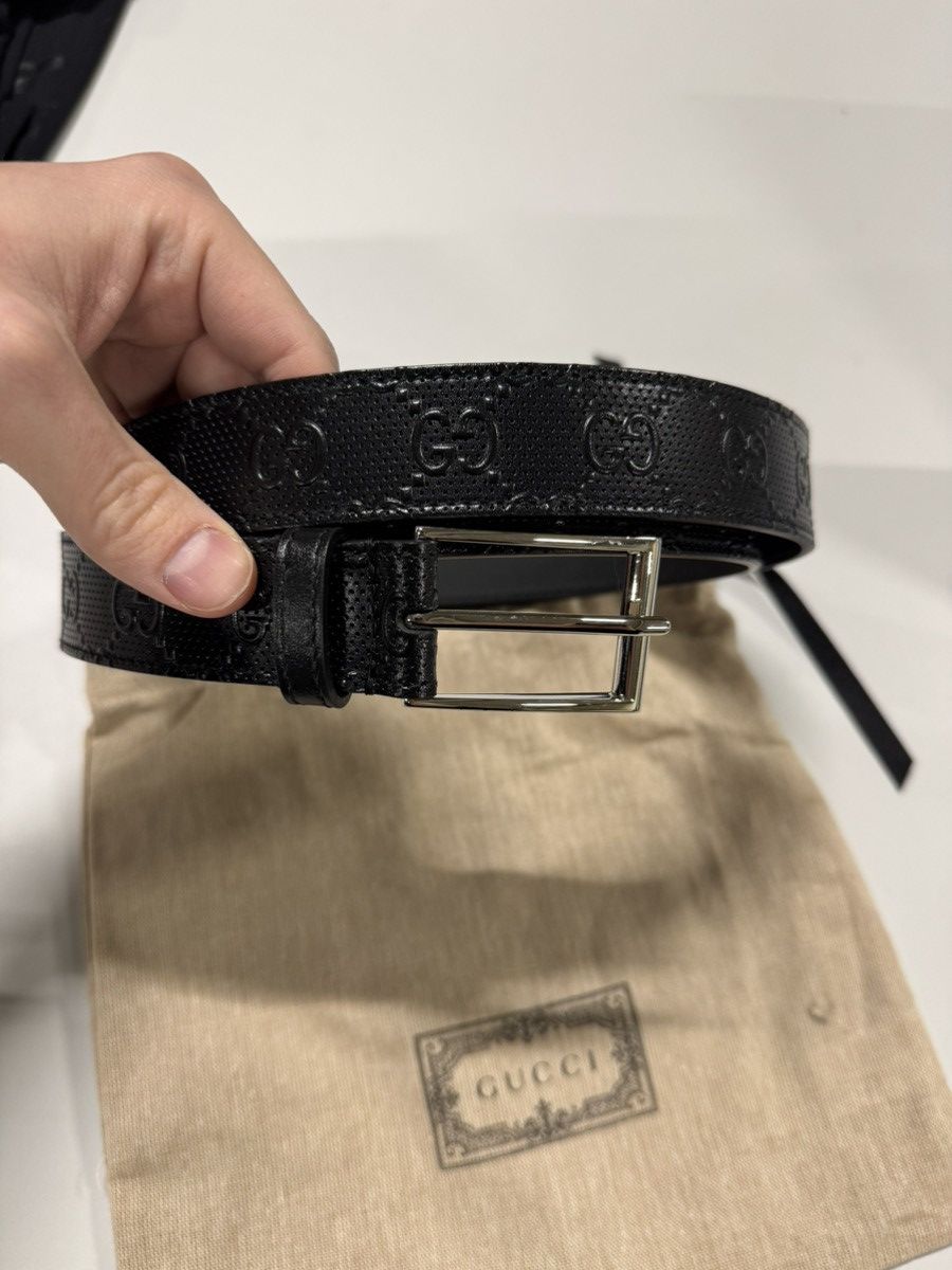 Gucci Gucci GG Embossed Leather Belt Size 46 - 1 Thumbnail