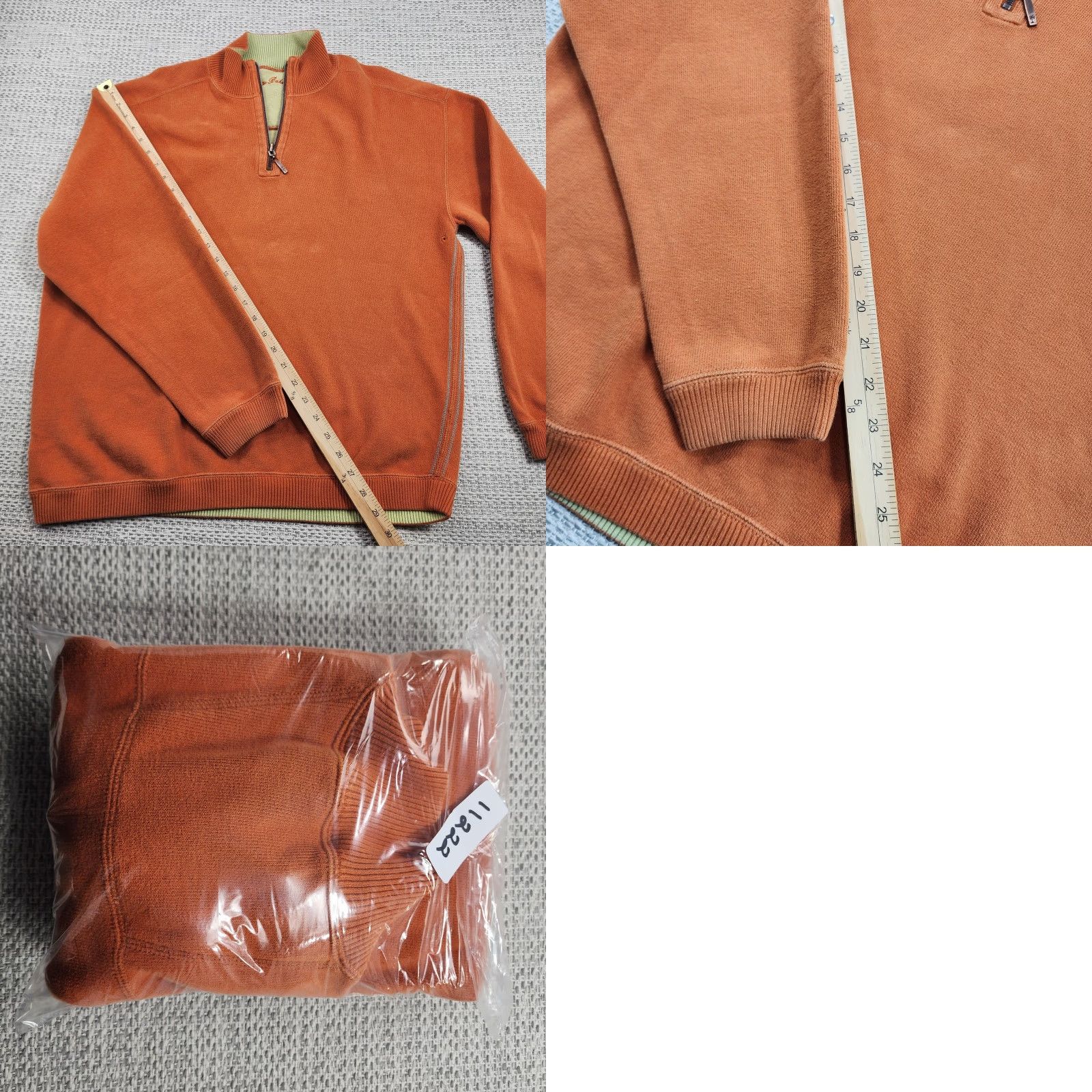 Tommy Bahama Tommy Bahama Sweater Mens L Orange Quarter Zip Pullover Cotton Mock Neck Shirt Size US L / EU 52-54 / 3 - 9 Thumbnail
