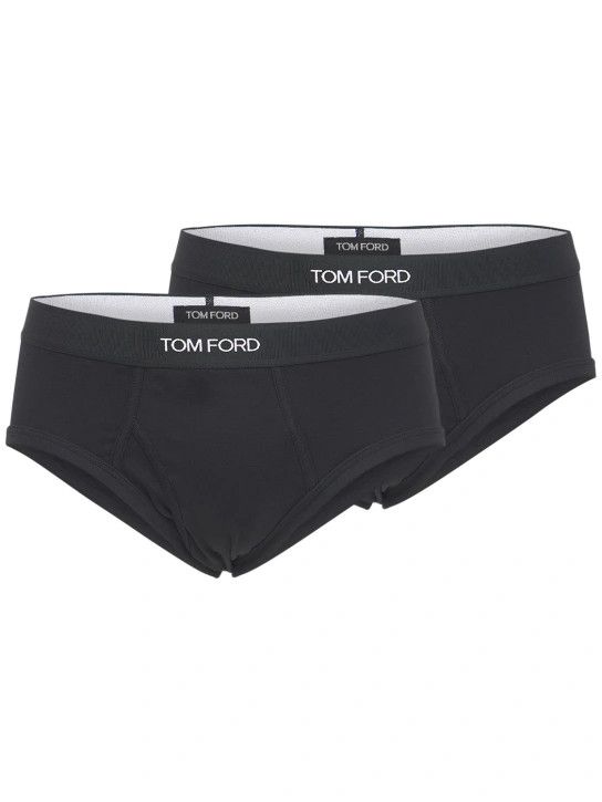 Tom Ford o1lsvrm0525 Size: M/Logo Stretch Cotton Briefs in Black Size ONE SIZE - 1 Thumbnail