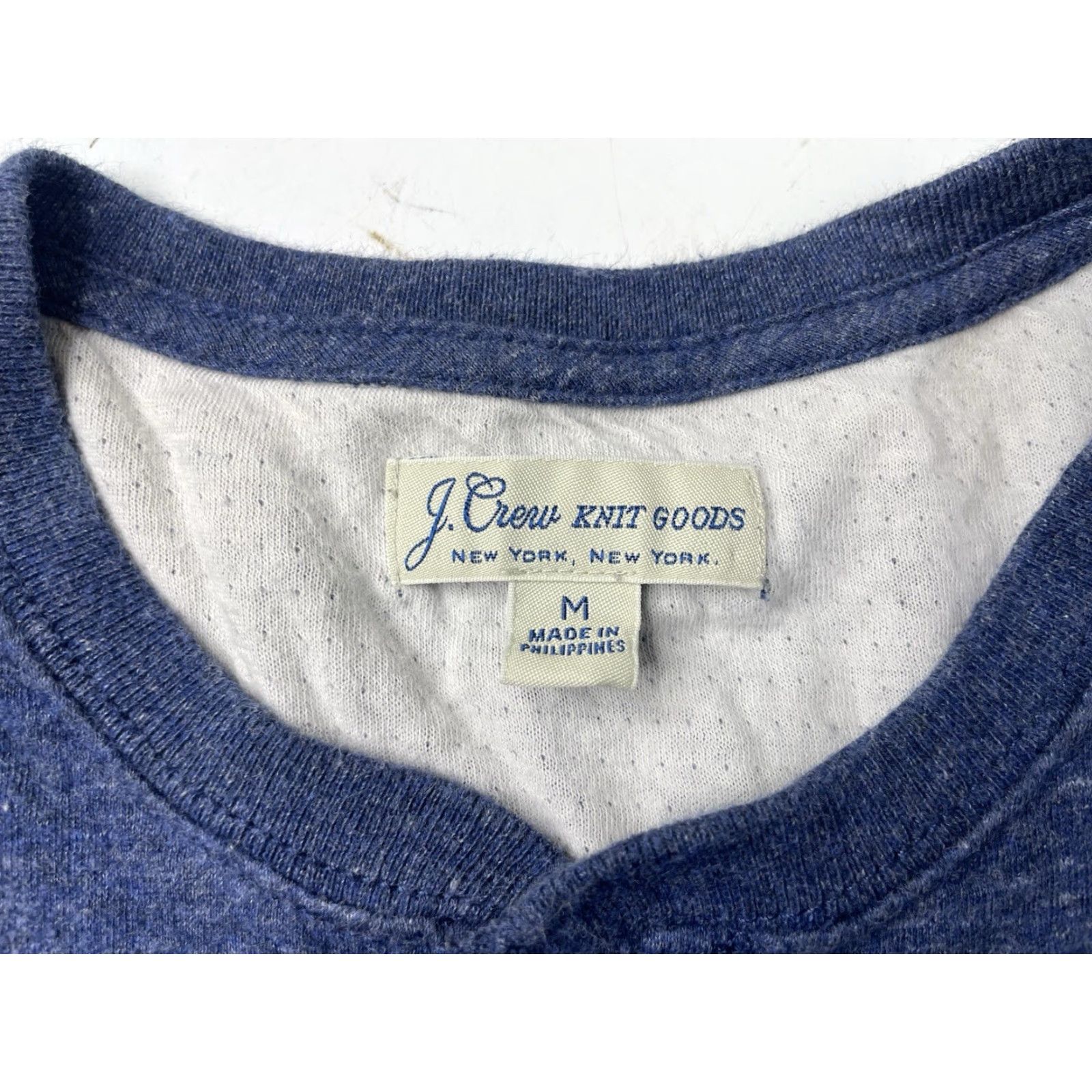 J.Crew J.CREW Shirt Mens Medium Blue Knit Henley Long Sleeve 100% Cotton Double Faced Regular Fit Size US M / EU 48-50 / 2 - 3 Thumbnail