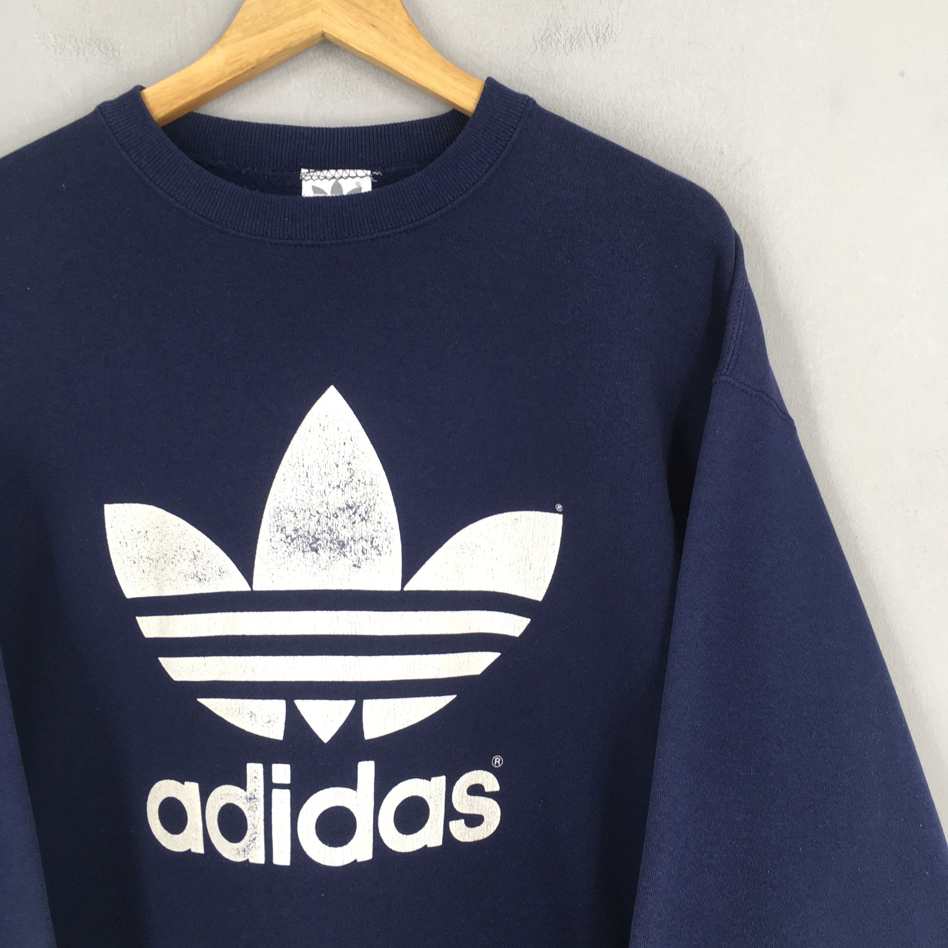 Adidas Vintage 90s Adidas Trefoil Big Logo Sweatshirt Large Size US L / EU 52-54 / 3 - 2 Thumbnail