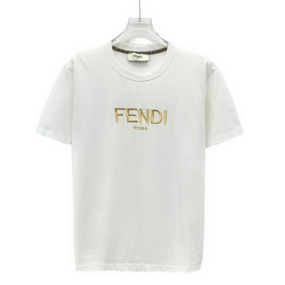 Fendi Fendi 22 Style White Logo Letter Short Sleeve T-shirt K26WX Size M / US 6-8 / IT 42-44 - 1 Thumbnail
