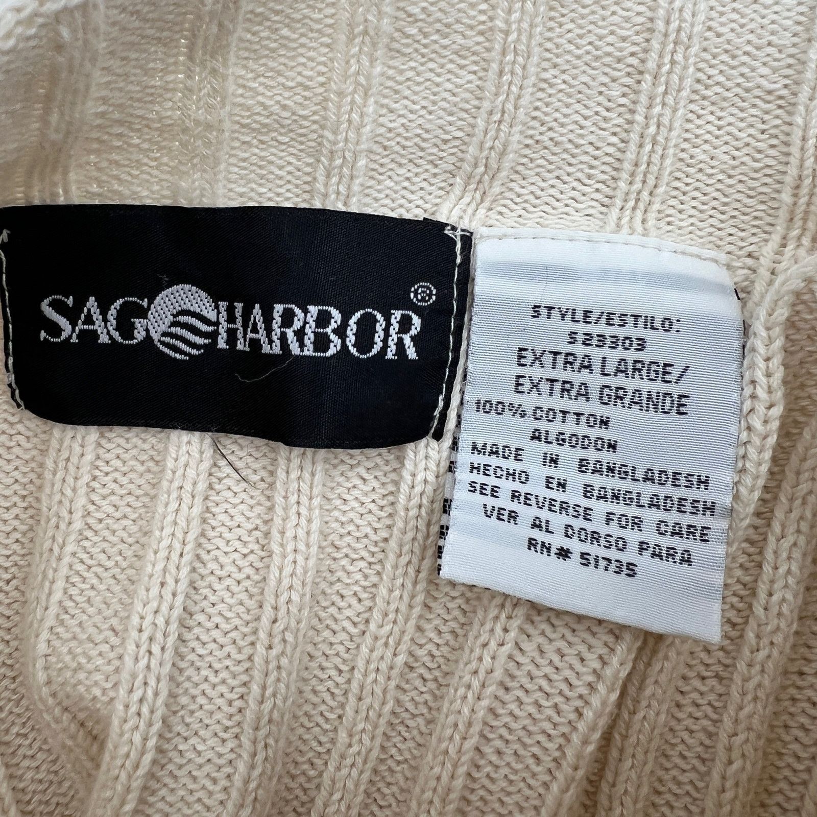 Vintage Vintage 90s Ribbed Knit Sweater Ivory Mock Neck Long Sleeve Size XL / US 12-14 / IT 48-50 - 3 Thumbnail