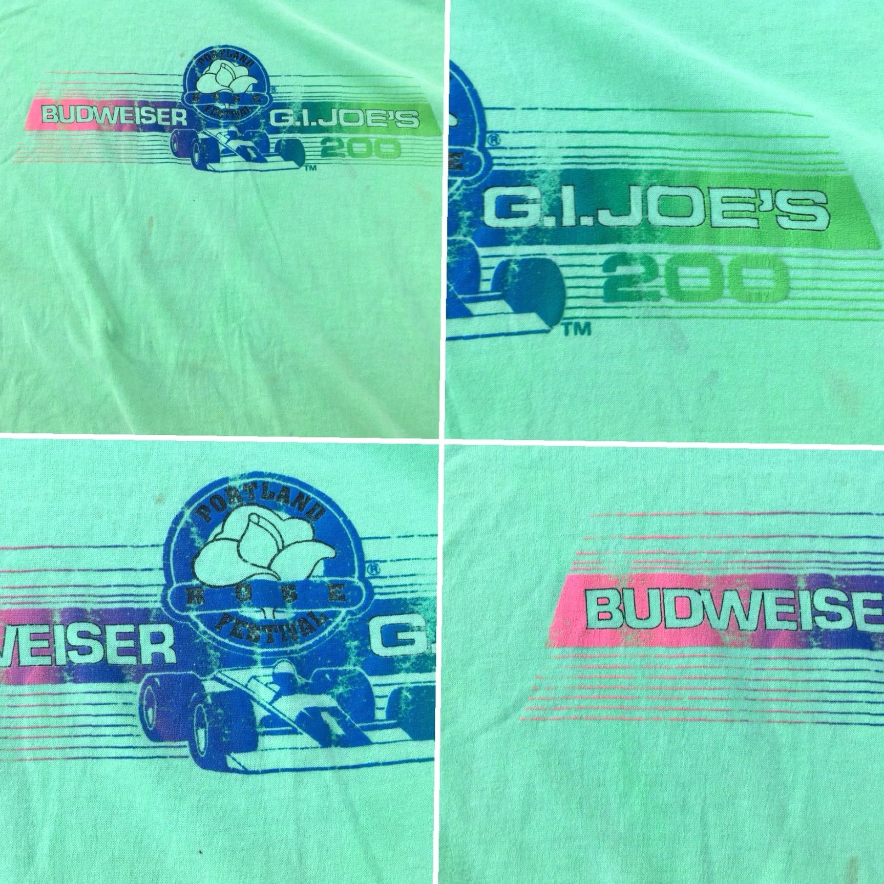 Vintage VINTAGE G.I. JOE’S 200 Portland Rose Festival T-Shirt Neon 80s 1980s 2XL Mens Green Graphic Tee HEF-T by Tee Jays Size US XXL / EU 58 / 5 - 5 Thumbnail