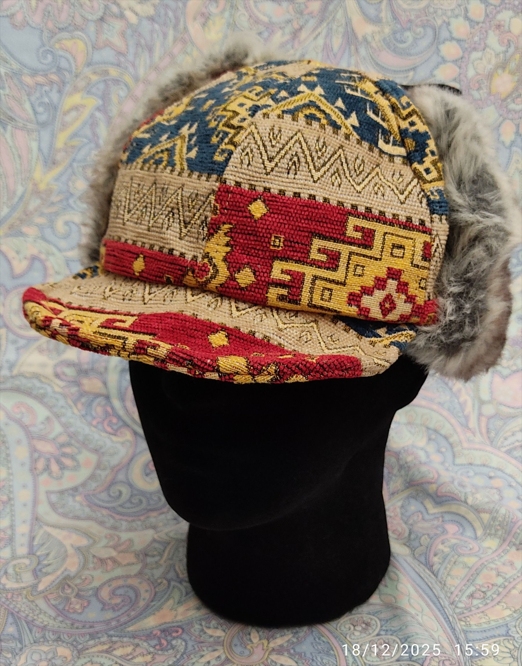 Japanese Brand ITTICACA Japan Andean Tapestry Earflap Cap Winter Hat Rare Size ONE SIZE - 6 Thumbnail