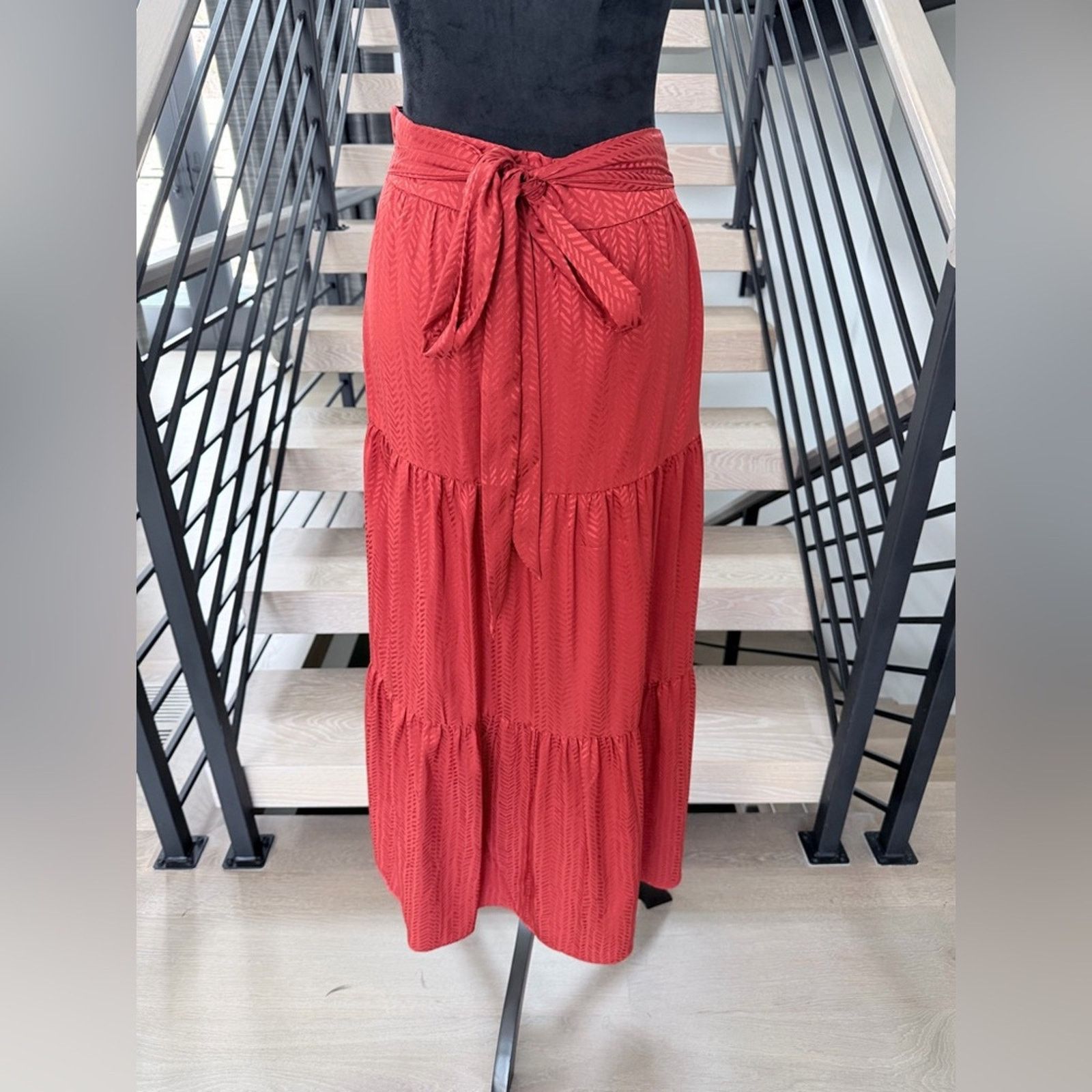 Other Boho Vintage Beach Ruffled Satin Wrap Orange Skirt size S Size 27" / US 4 / IT 40 - 3 Thumbnail