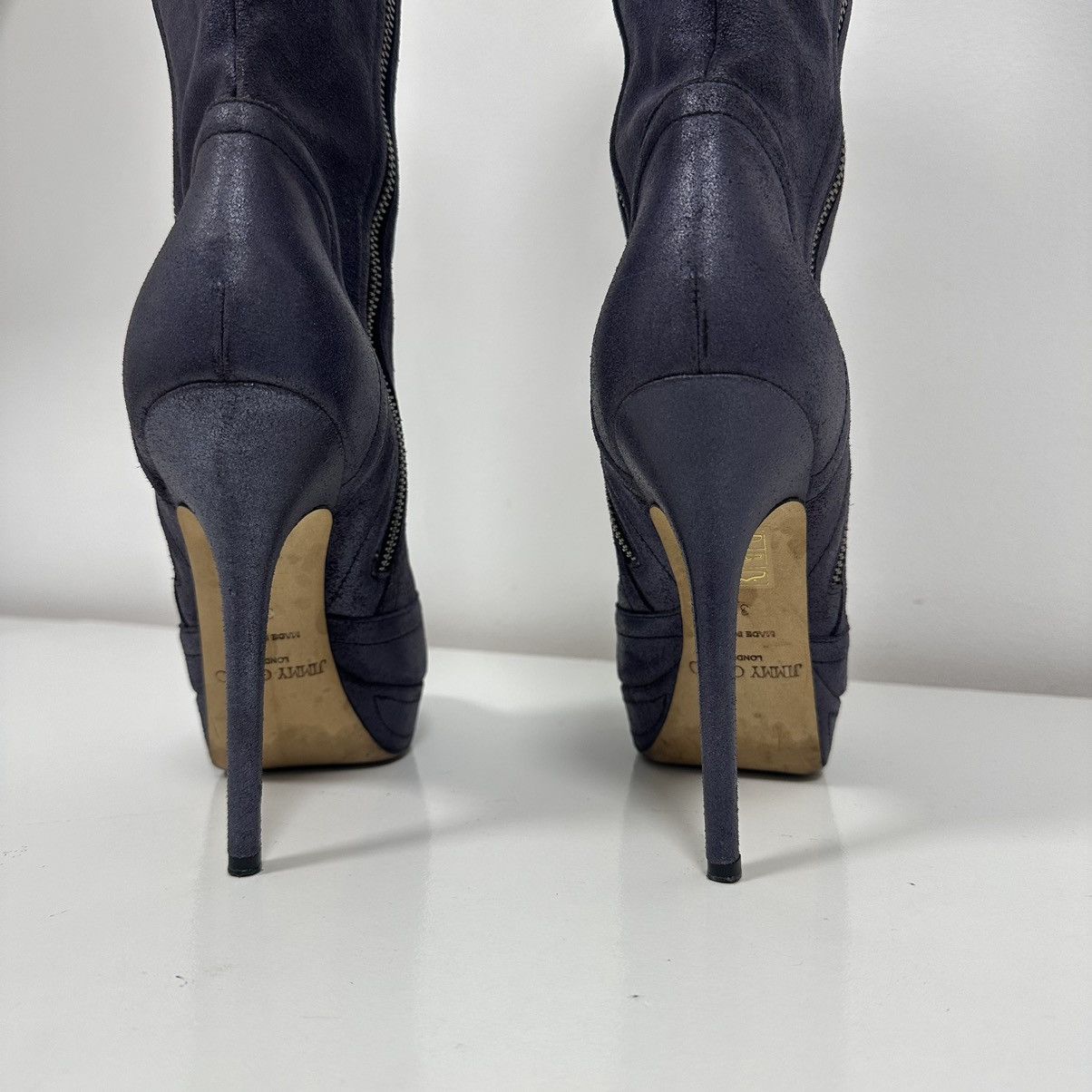 Jimmy Choo Jimmy Choo Metallic Purple Leather Knee Lenght Boots Size US 8 / IT 38 - 10 Thumbnail