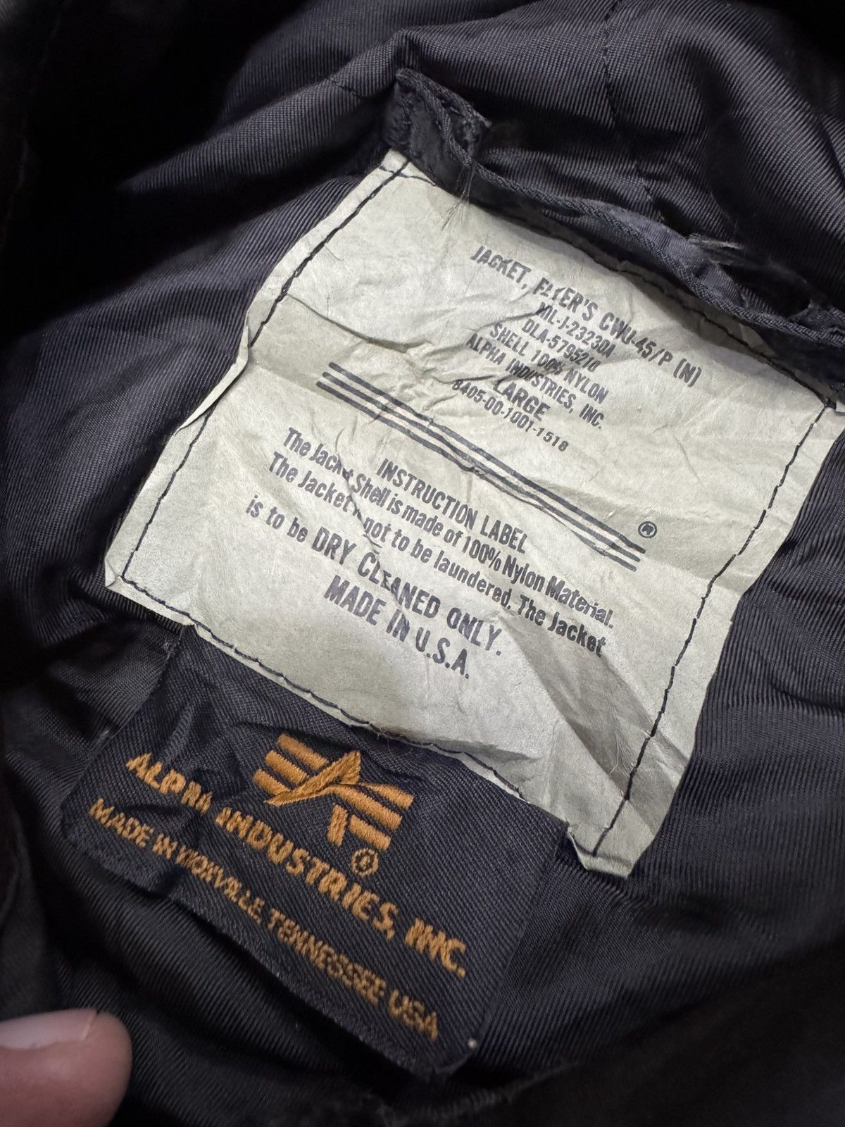 Alpha Industries VINTAGE ALPHA IND. CWU-45/P BOMBER JACKET MEDIUM 3G0007 Size US M / EU 48-50 / 2 - 3 Thumbnail