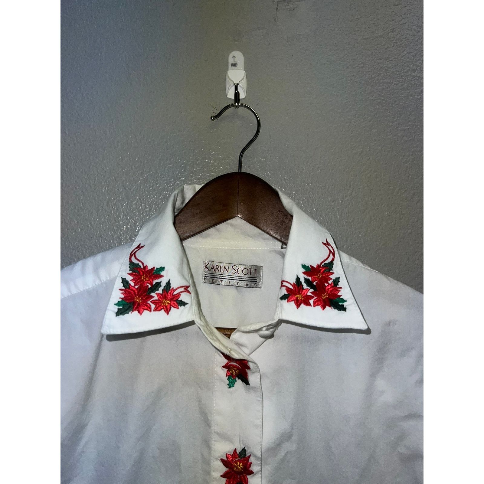 Vintage Women's Karen Scott Petites Shirt Button Down Top 4P Petite Size S / US 4 / IT 40 - 2 Thumbnail