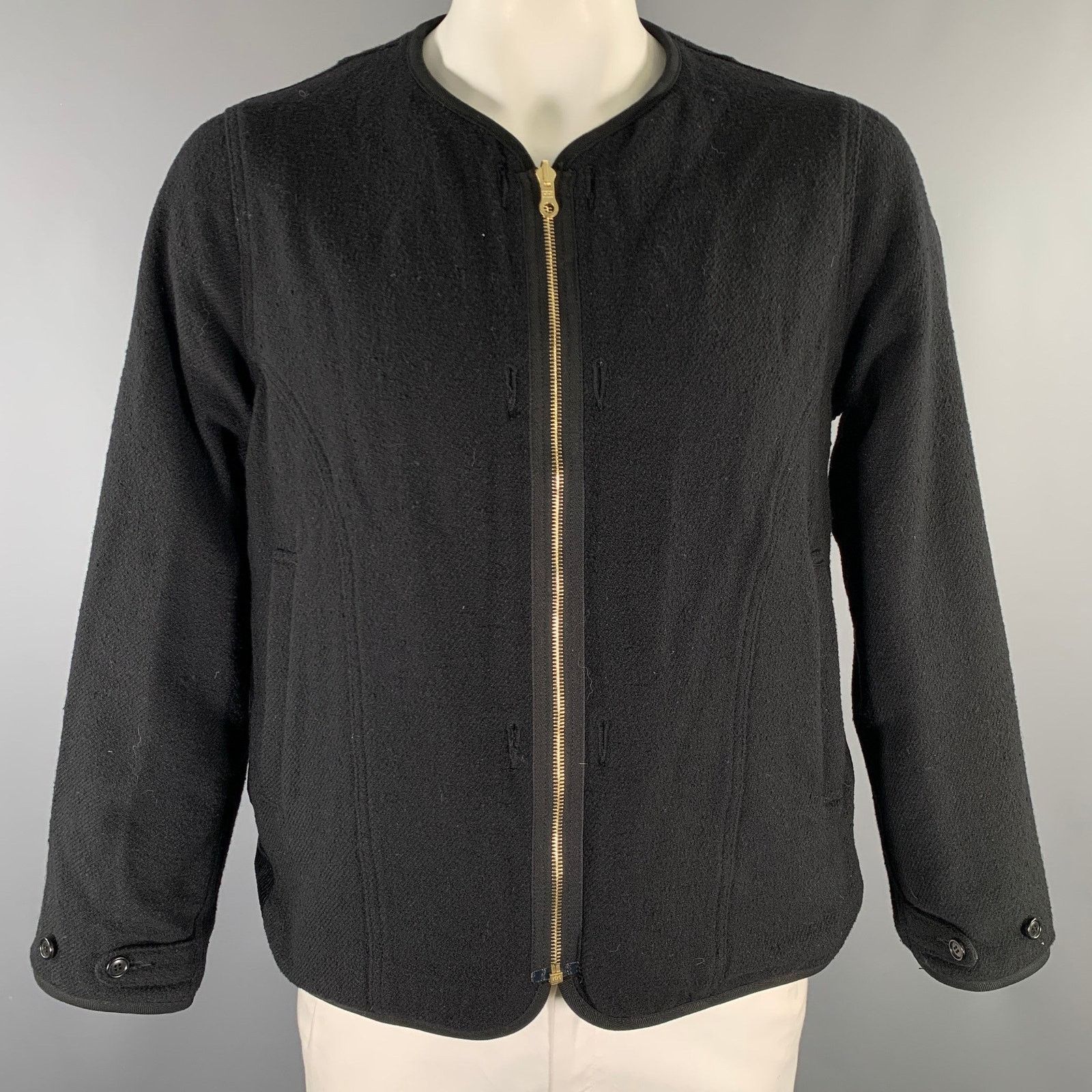 Visvim VISVIM Size L Black Textured Wool Linen Reversible Jacket Size L / US 10 / IT 46 - 1 Thumbnail