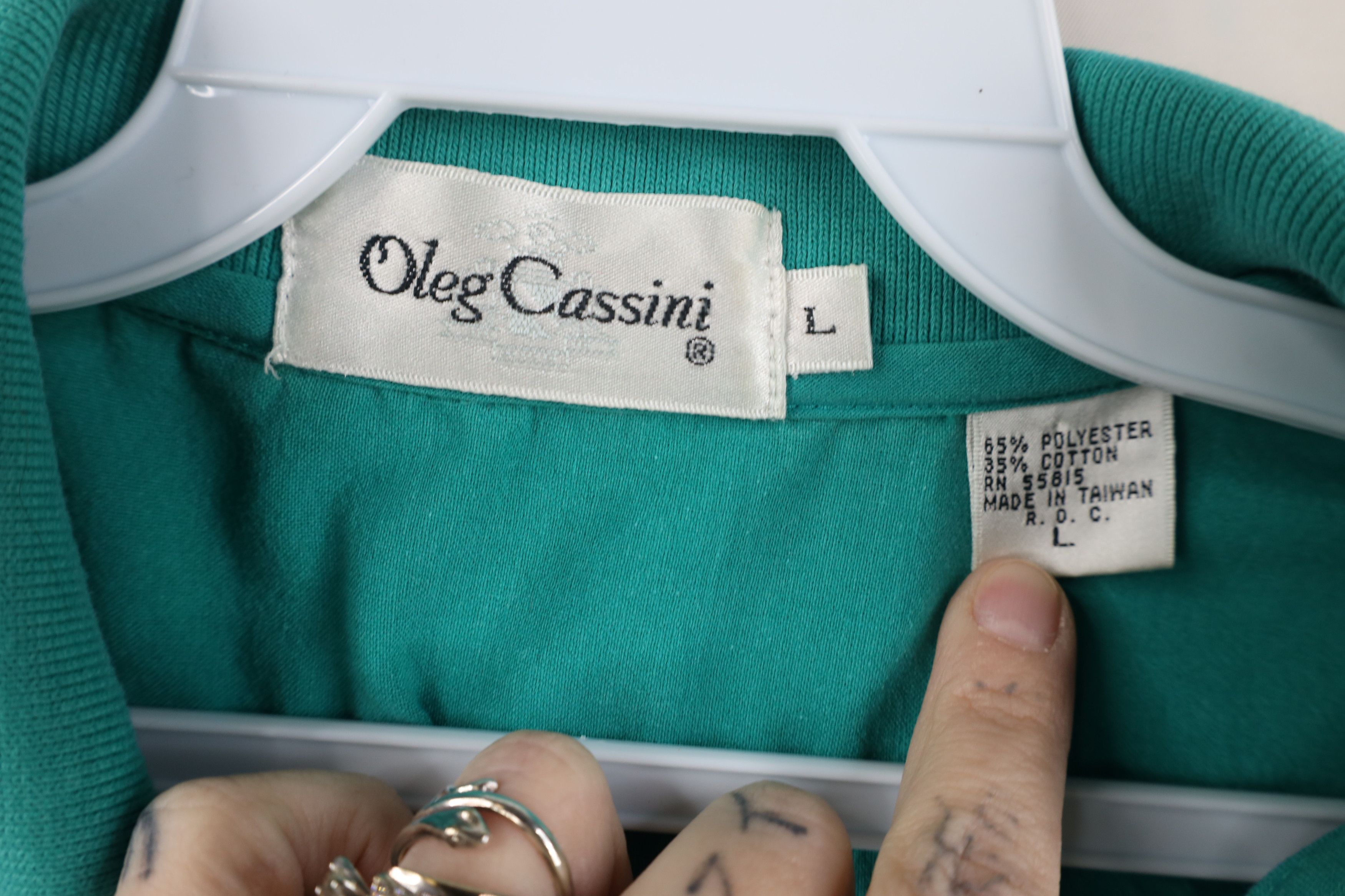 Oleg Cassini Vintage 70s 80s Oleg Cassini Spell Pullover Polo Shirt Teal Size US L / EU 52-54 / 3 - 10 Thumbnail