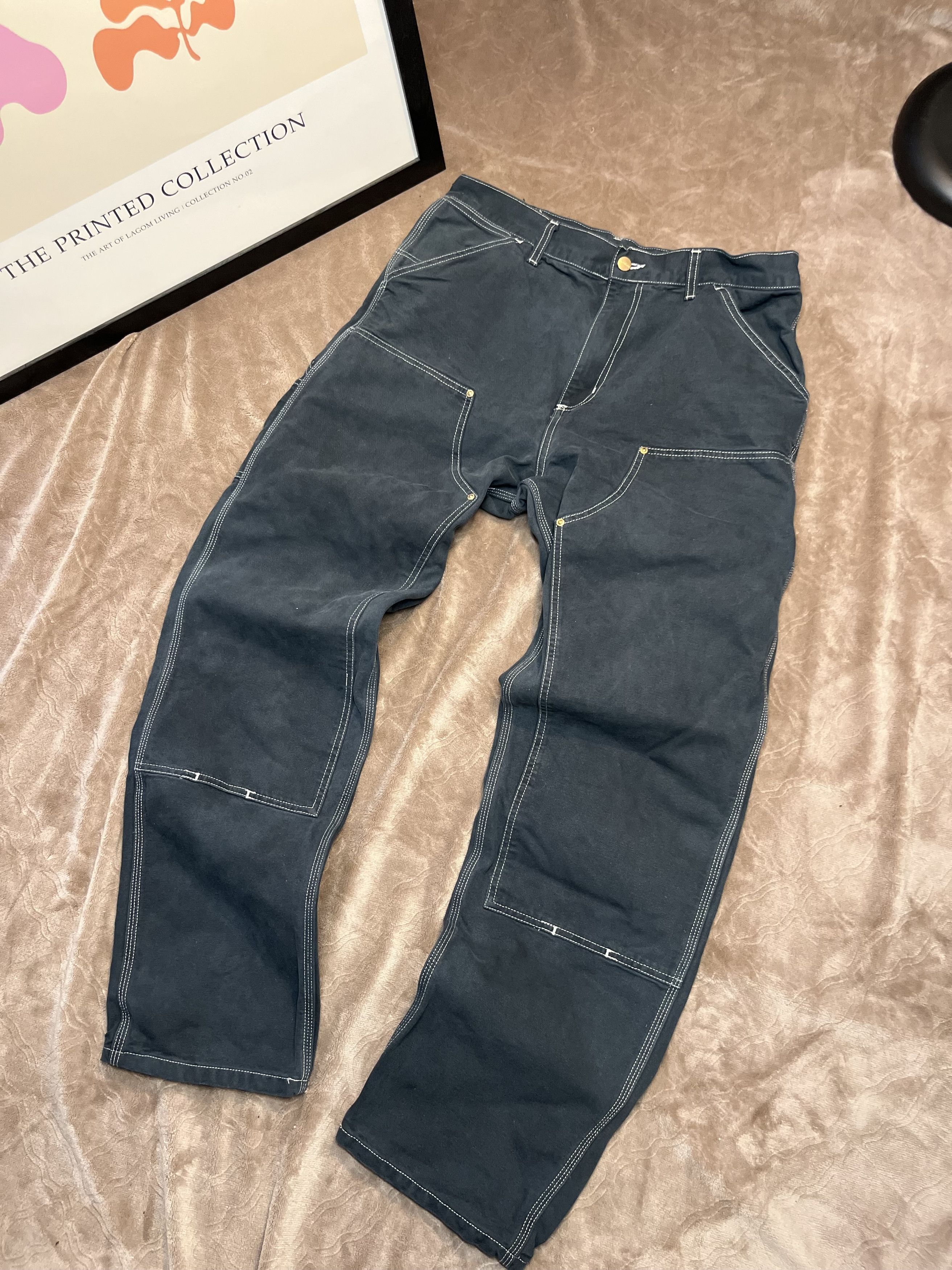 Carhartt Carhartt Double Knee Carpenter Work Pants W33 L34 Faded Size US 33 - 1 Thumbnail