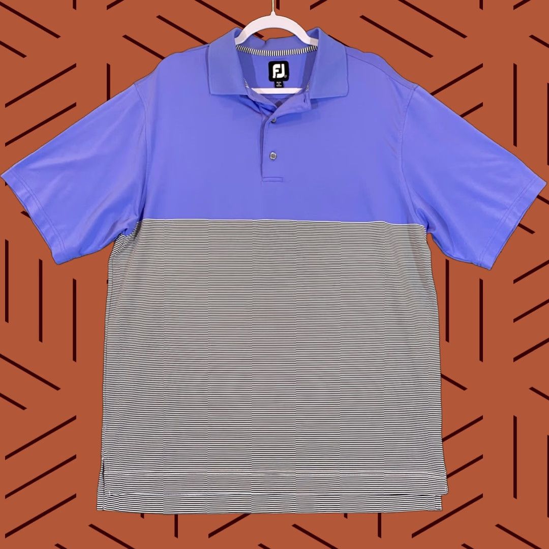 Footjoy FootJoy Polo Mens L Blue Striped Short Sleeve Golf Shirt S/S Logo Casual Top Size US L / EU 52-54 / 3 - 1 Thumbnail