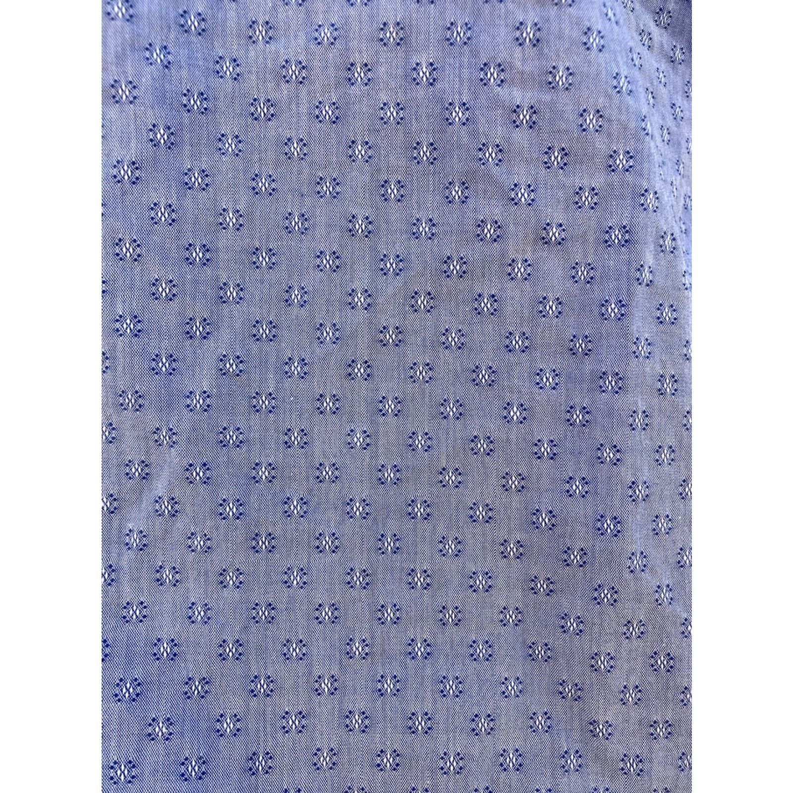 Ted Baker Ted Baker Button-Down Shirt Geometric Blue 16.5 Mens Regular Pocket Logo Embroidered Cotton Blend Endurance Size US XL / EU 56 / 4 - 5 Thumbnail