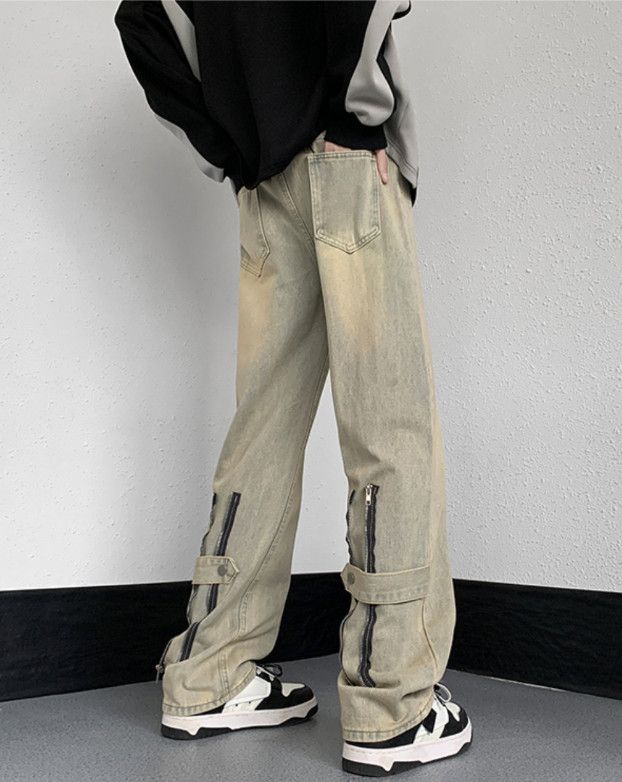 Japanese Brand Trendy men's straight high street workwear casual jeans Size US 32 / EU 48 - 3 Thumbnail