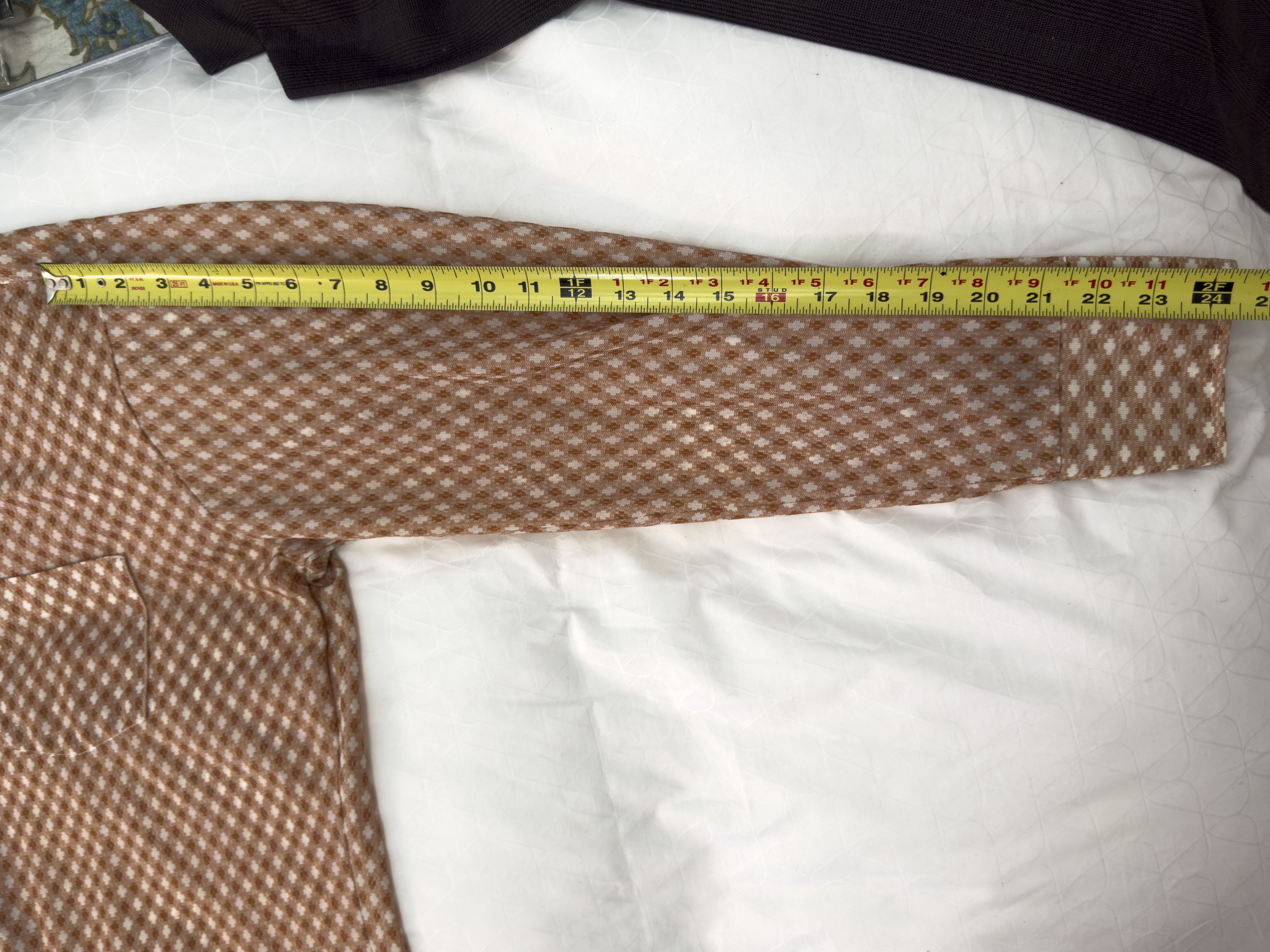 Other Vintage 70s Brown Geometric Long Sleeve Button Up Shirt Size US M / EU 48-50 / 2 - 8 Thumbnail