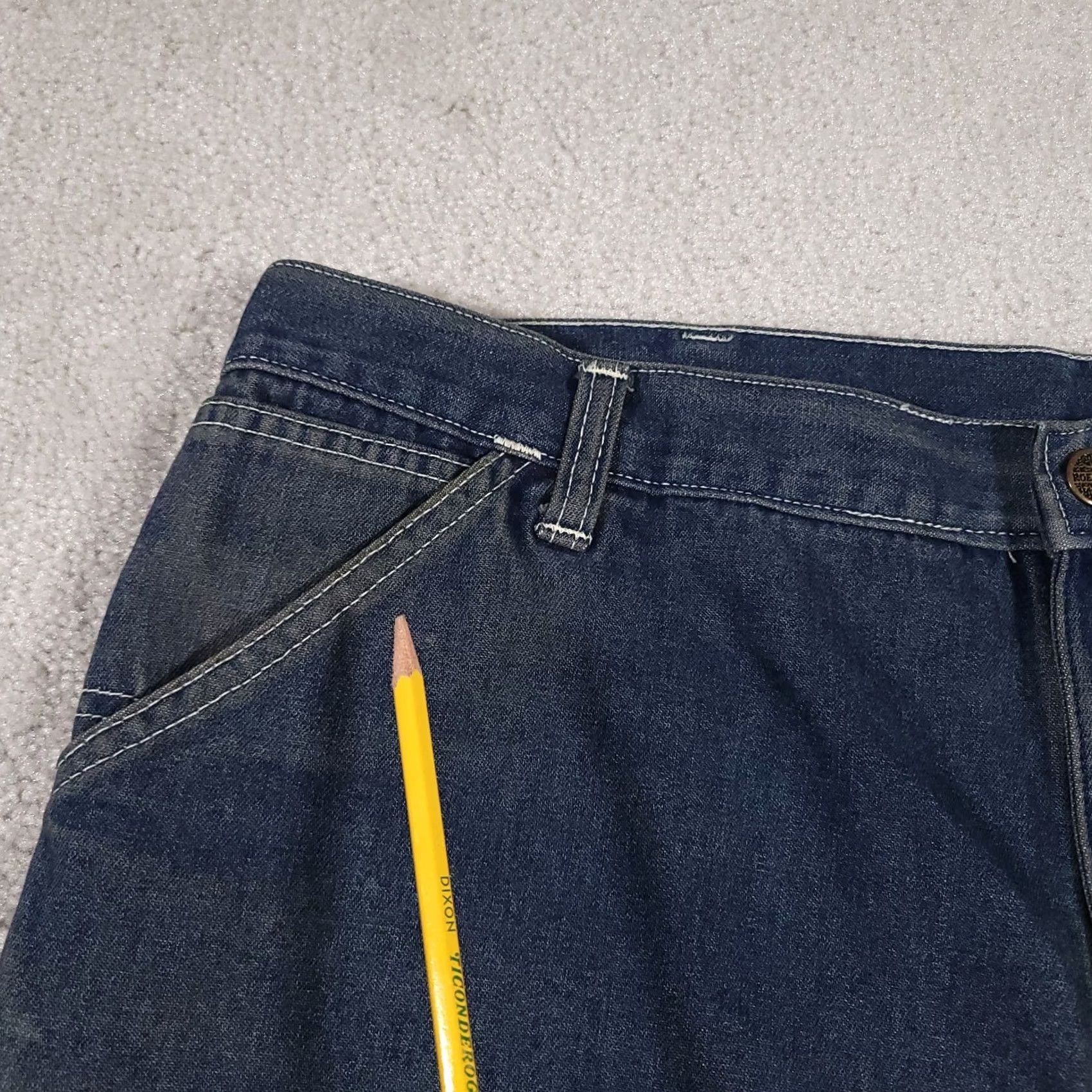 Denime VINTAGE Roebucks Carpenter Jeans Mens 42X30 Denim Dark Wash Straight 80s 40X28 Hemmed Mens Size US 42 / EU 58 - 5 Thumbnail