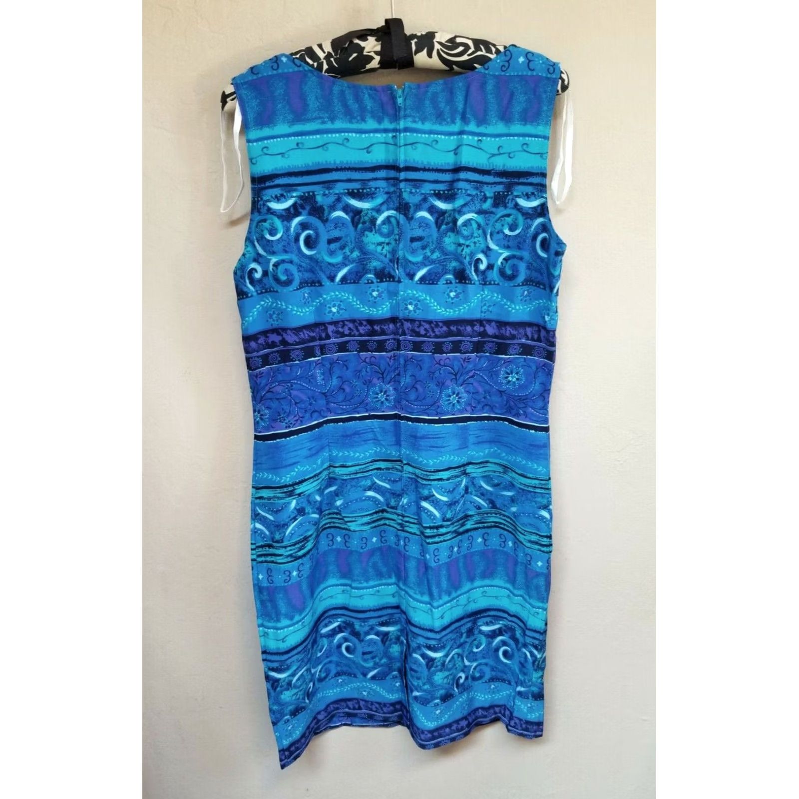 Vintage Sag Harbor Dress Womens Turquoise Scoop Neck Sleeveless Shift Printed Sz 10 Size L / US 10 / IT 46 - 2 Thumbnail