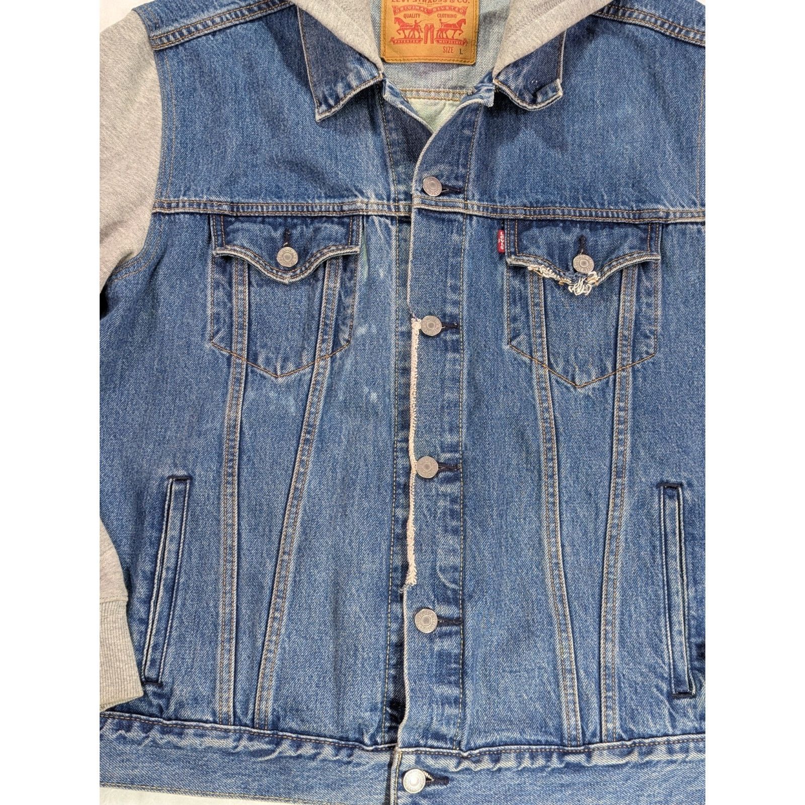 Levi's Custom Levi’s Barbed Wire Bleached Hooded Trucker Jacket L Size US L / EU 52-54 / 3 - 4 Thumbnail