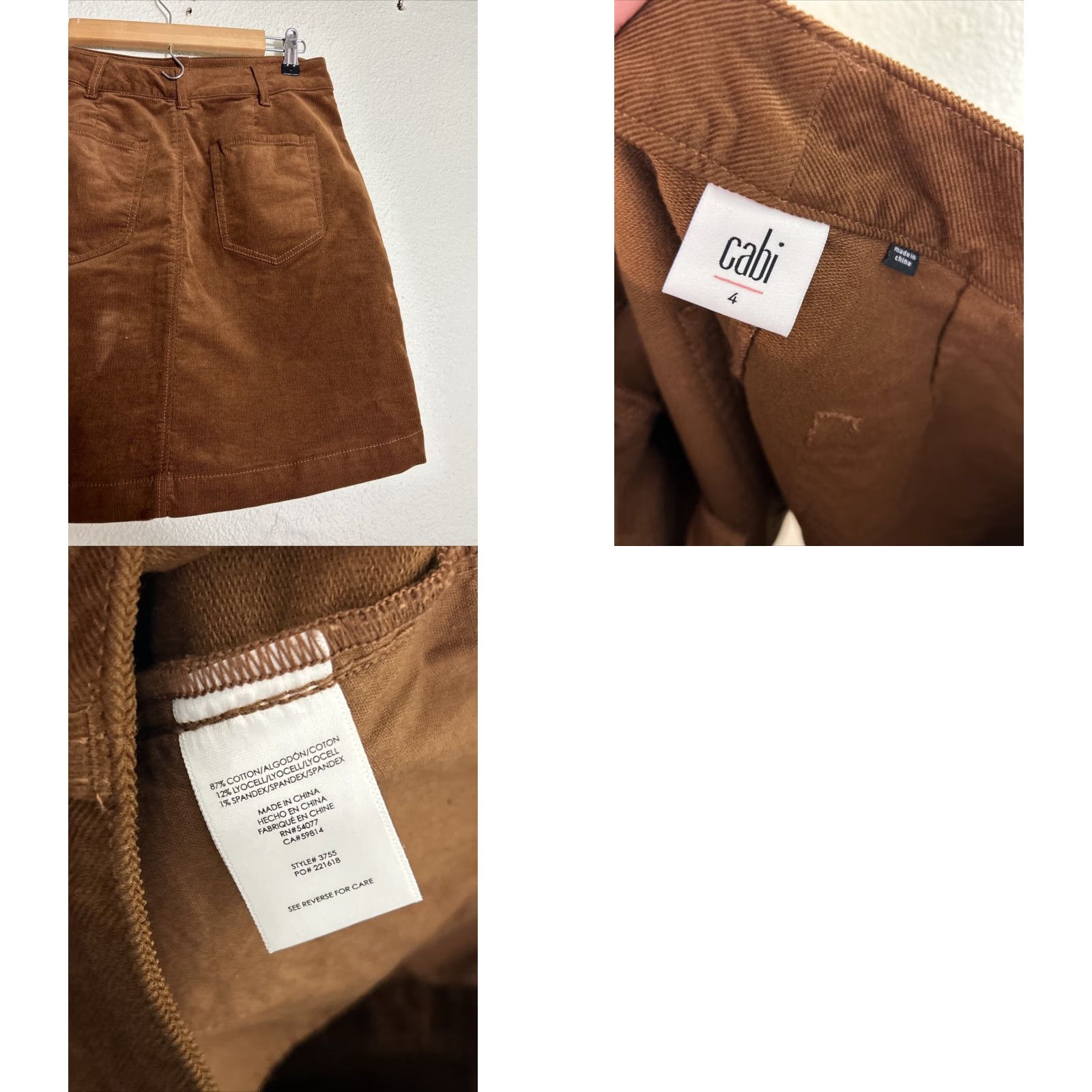 Vintage CAbi Corduroy Mini Skirt Brown 4 Women's Short Button-Up Fall Preppy Tweed 28X19 Belts? Size 27" / US 4 / IT 40 - 8 Thumbnail