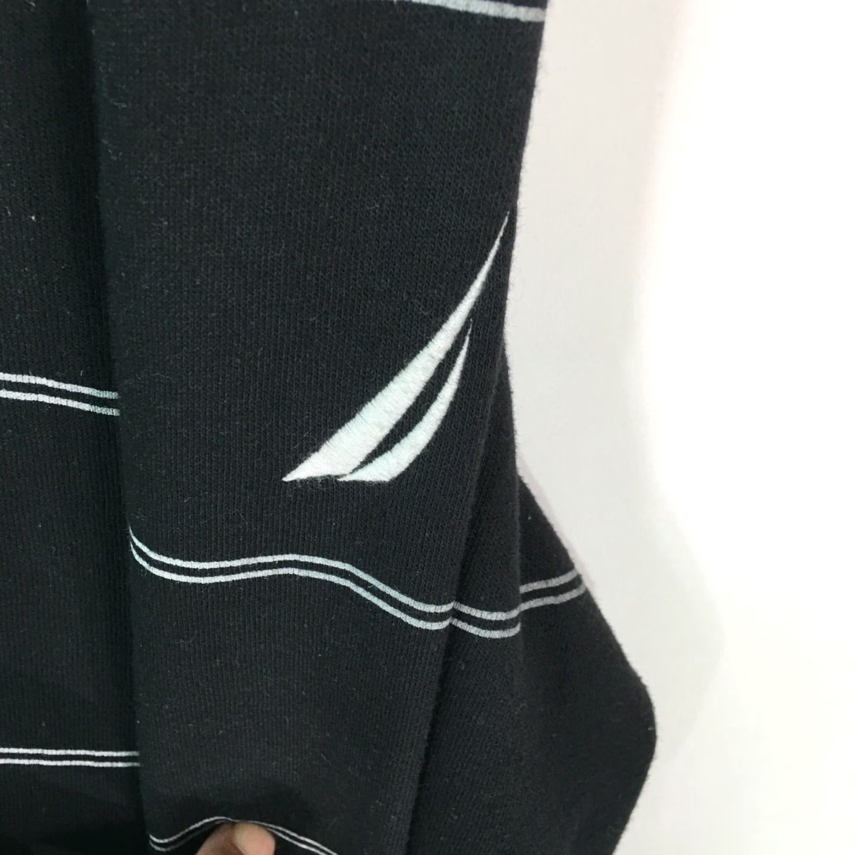Nautica Nautica Mens Quarter Zip Mock Neck Striped Black Pullover Sweater Size Large Size US L / EU 52-54 / 3 - 4 Thumbnail