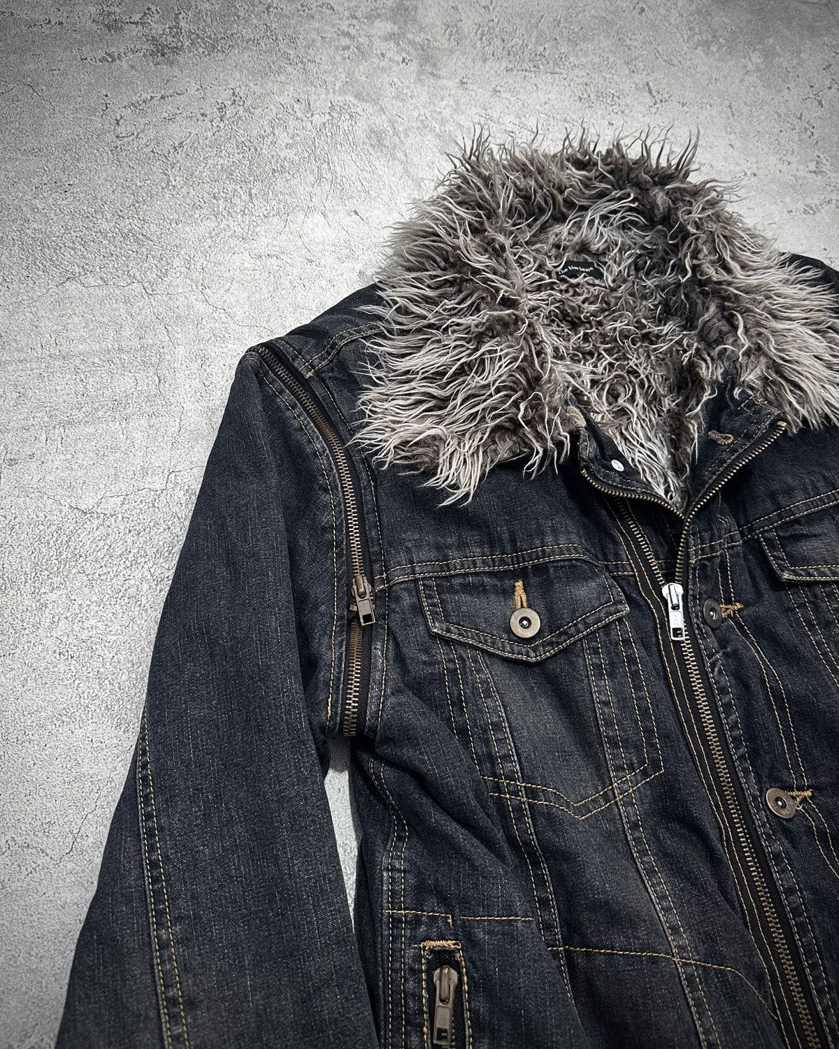 Vkei Japanese Faux Fur Denim Jacket Backlash Kmrii Lgb Style