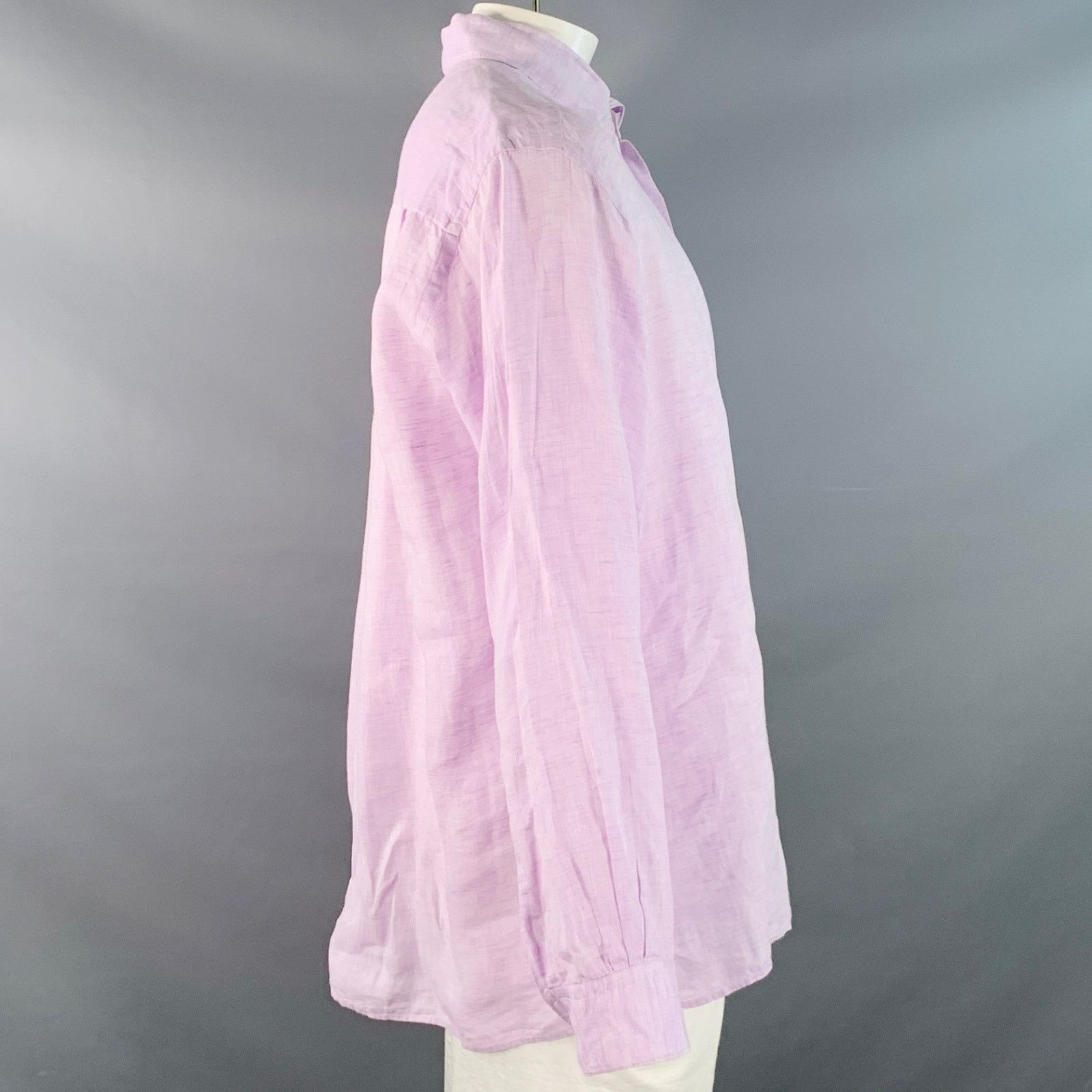 Ermenegildo Zegna Size XL Purple Lavender Linen One Pocket Long Sleeve Shirt Size US XL / EU 56 / 4 - 2 Thumbnail