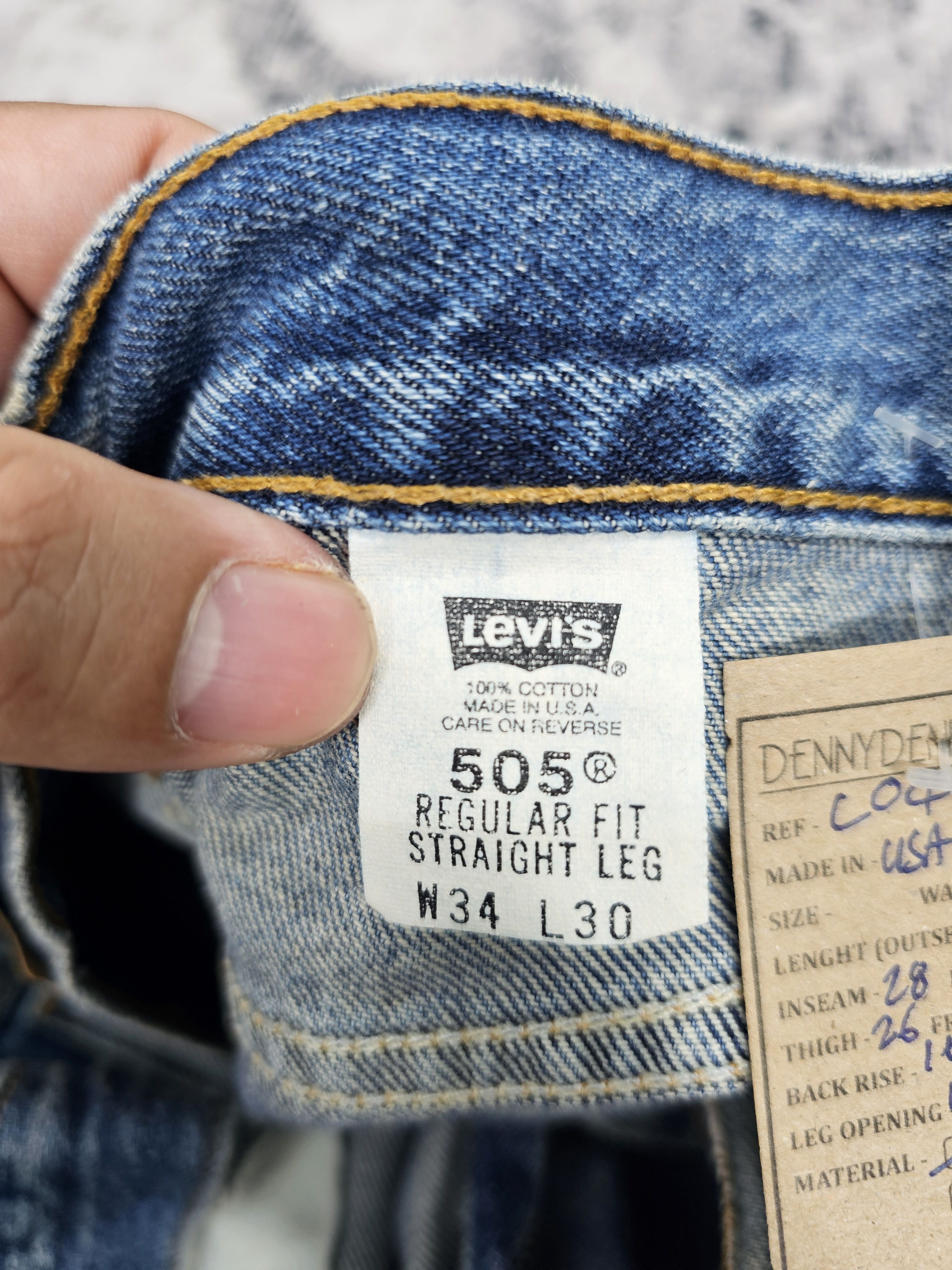 Levi's Vintage Clothing Vtg 90'S LEVIS 505 Distressed Faded Blue Cropped Jeans L0498 Size US 34 / EU 50 - 16 Thumbnail