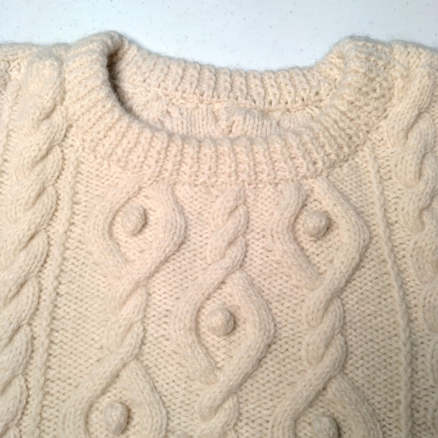 Vintage VINTAGE Aran Handknit Fisherman Sweater Men XL Natural Ivory Cable Chunky Knit Pullover Size US XL / EU 56 / 4 - 6 Thumbnail