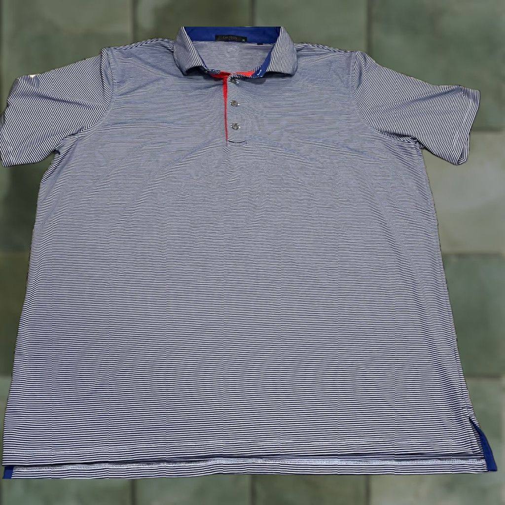 Greyson Polo Shirt Men XL Performance Golf Blue Striped Adult Regular Short Sleeve Men’s