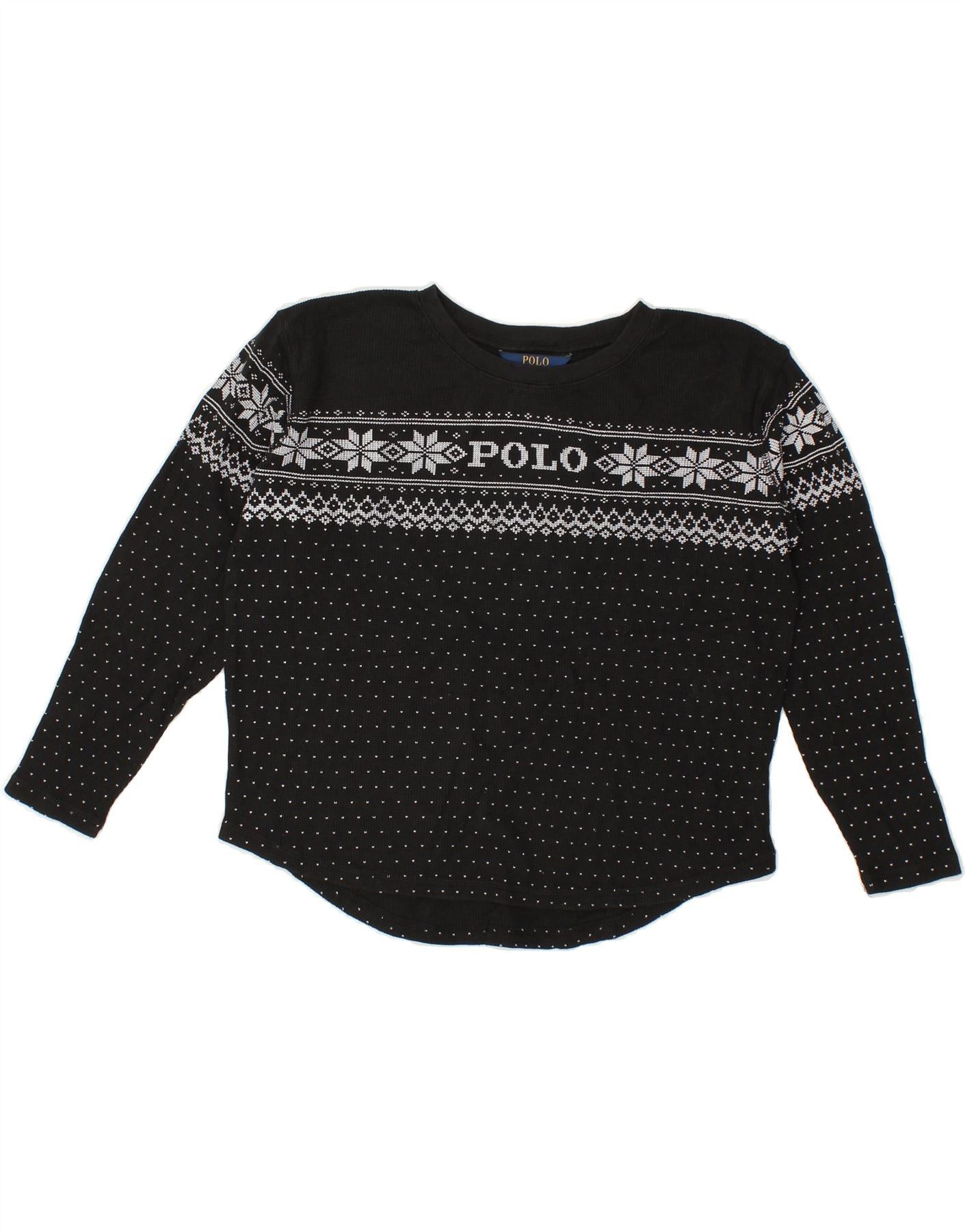 Polo Ralph Lauren Girls Boat Neck Jumper Sweater 8-9 Years Medium Black Size S / US 4 / IT 40 - 1 Thumbnail
