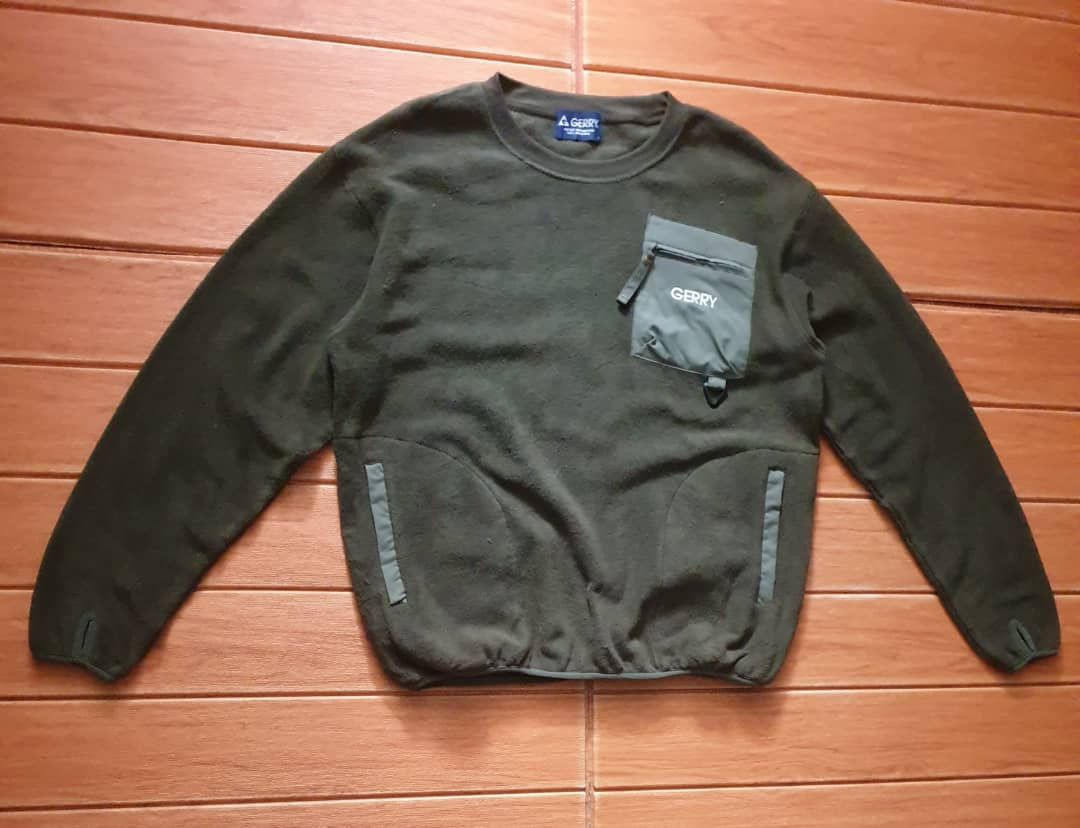 Japanese Brand Gerry green colour hiking single pocket fleece sweatshirt Size US L / EU 52-54 / 3 - 5 Thumbnail