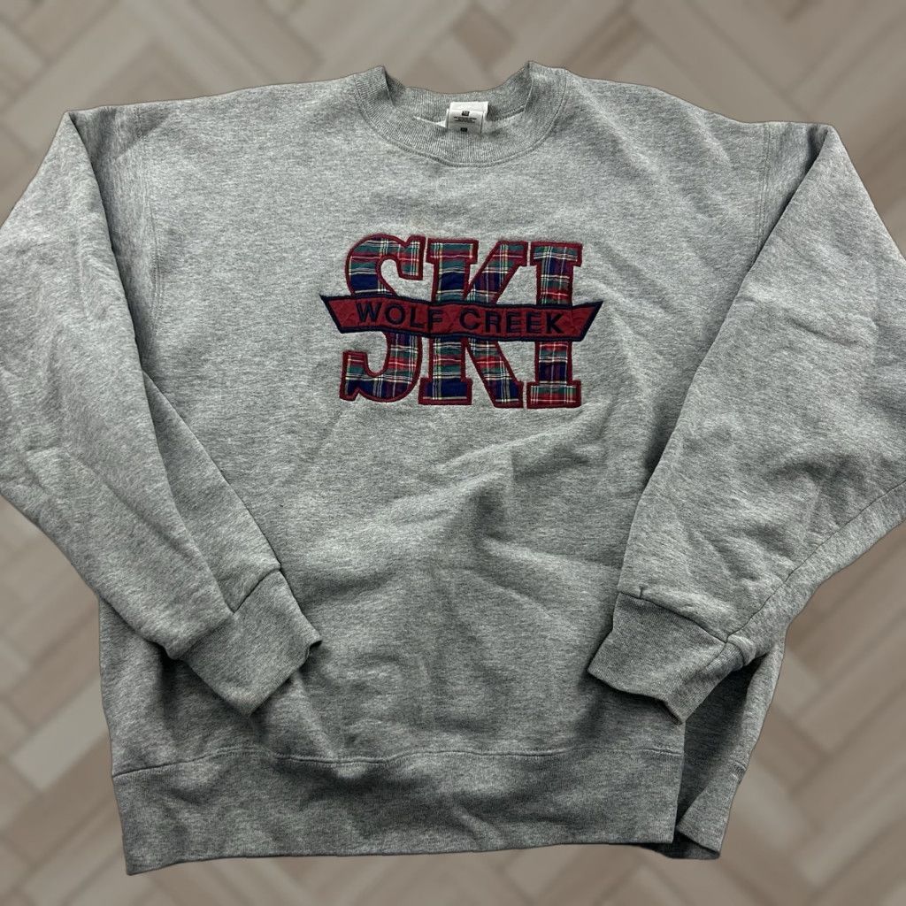 Fruit Of The Loom VINTAGE Wolf Creek Ski Plaid Crewneck Pullover Sweatshirt Men XL Gray FOTL Size US XL / EU 56 / 4 - 1 Thumbnail