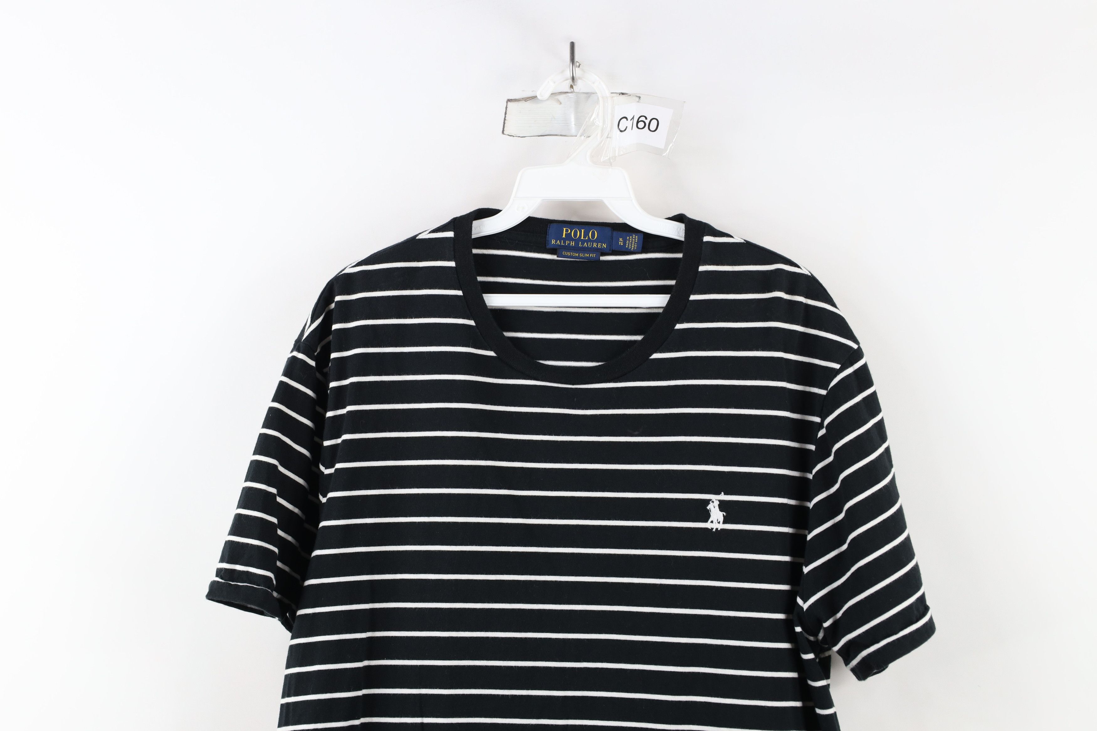 古着 90s Ralph Lauren 「CLASSIC FIT」 薄緑×白 ストライプ BD