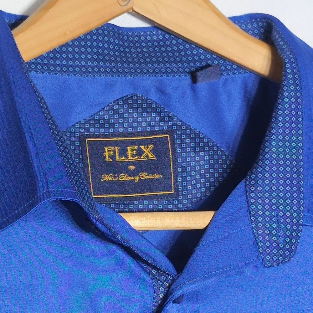 Vintage Flex Men's Luxury Collection sz 3XL Blue Satin Shirt Size US XXL / EU 58 / 5 - 3 Thumbnail
