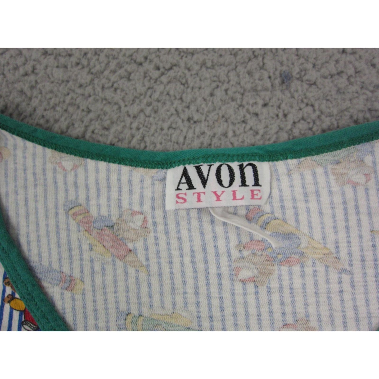 Vintage VINTAGE Avon Shirt Womens One Size White Blue Teddy Bears All Over Print Size ONE SIZE - 5 Thumbnail