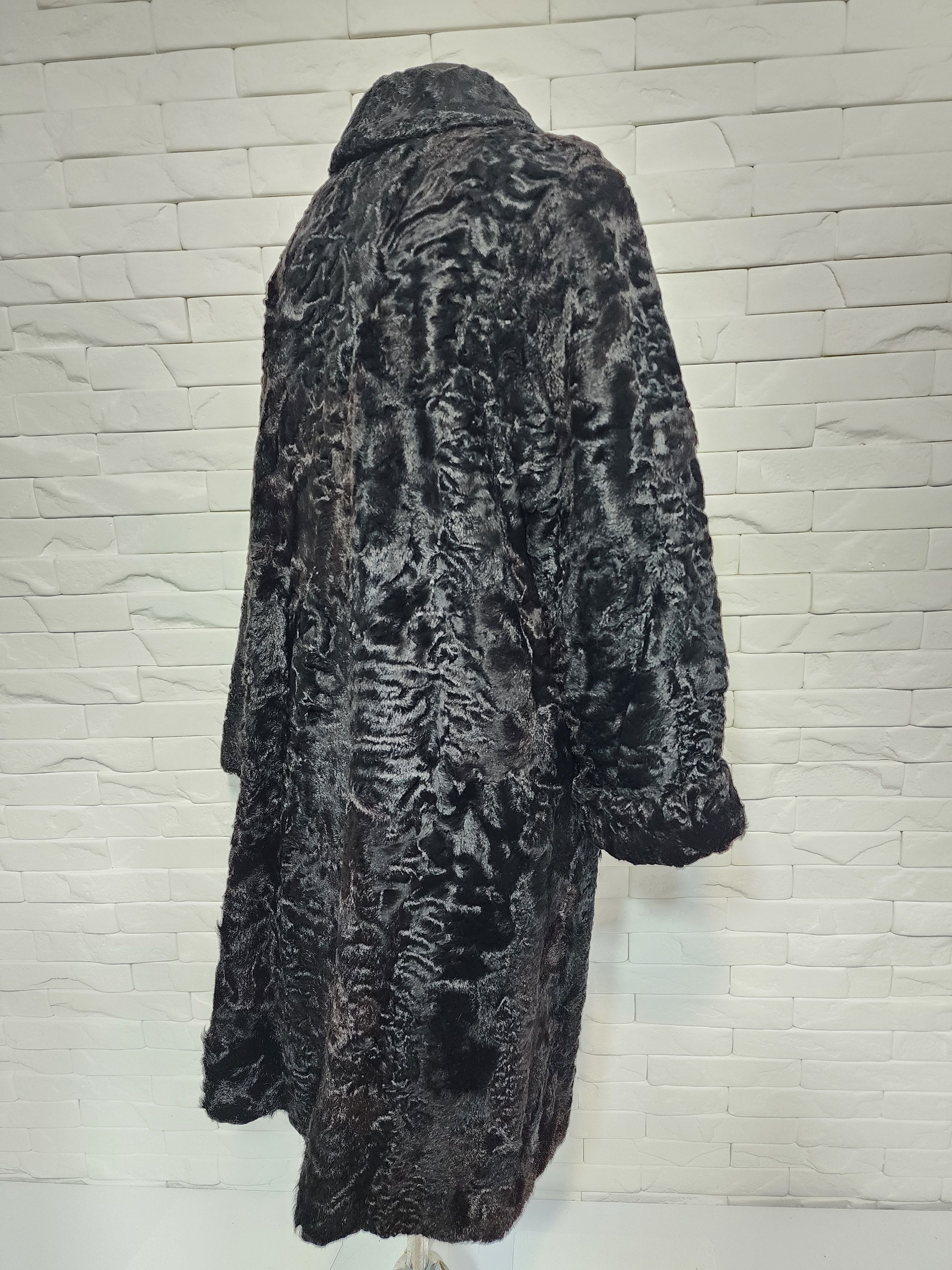 Designer Black Sheepskin Fur Coat Size L / US 10 / IT 46 - 5 Thumbnail
