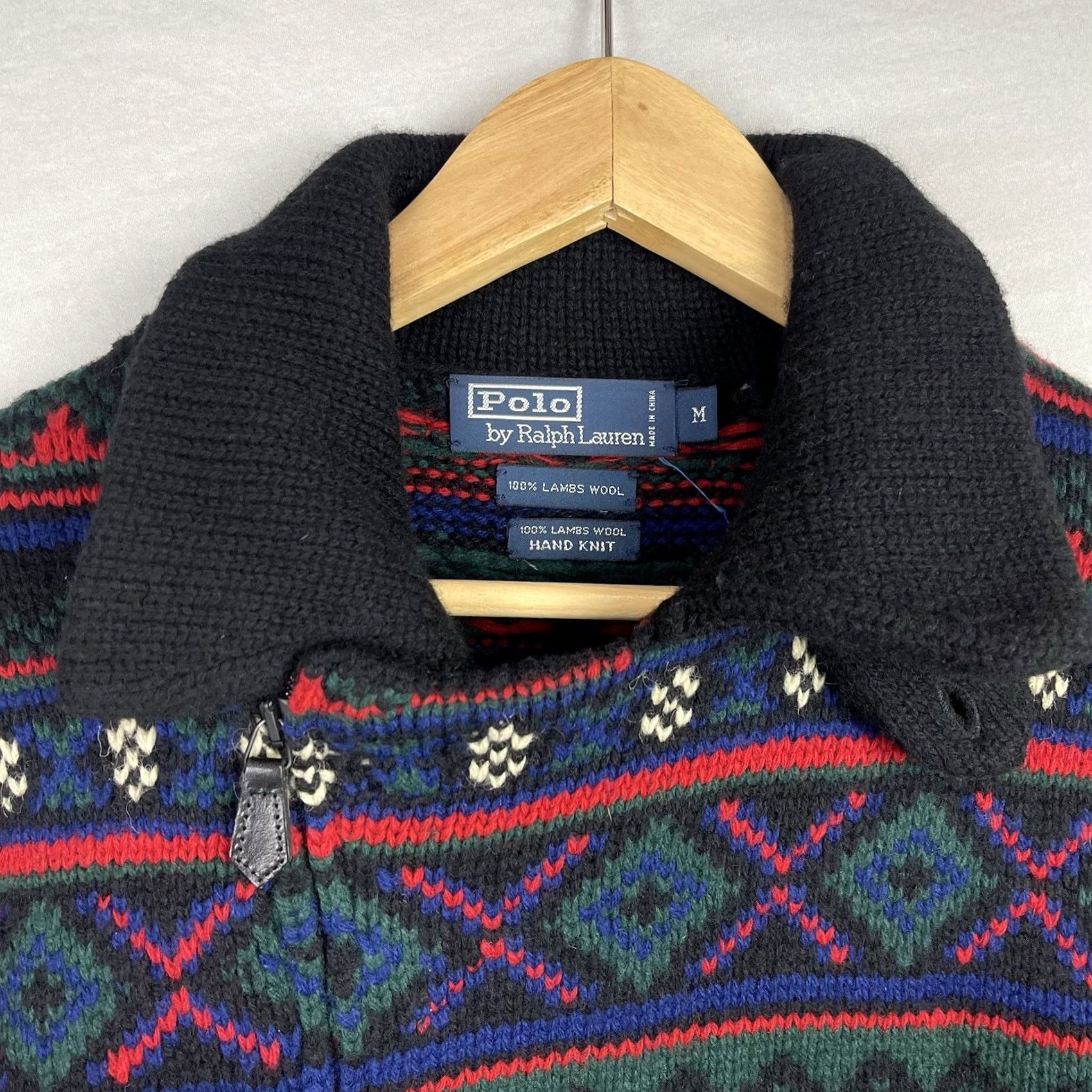 Polo Ralph Lauren Polo Ralph Lauren Sweater Mens Medium Black Hand Knit Zip Fair Isle Lambs Wool Size US M / EU 48-50 / 2 - 6 Thumbnail