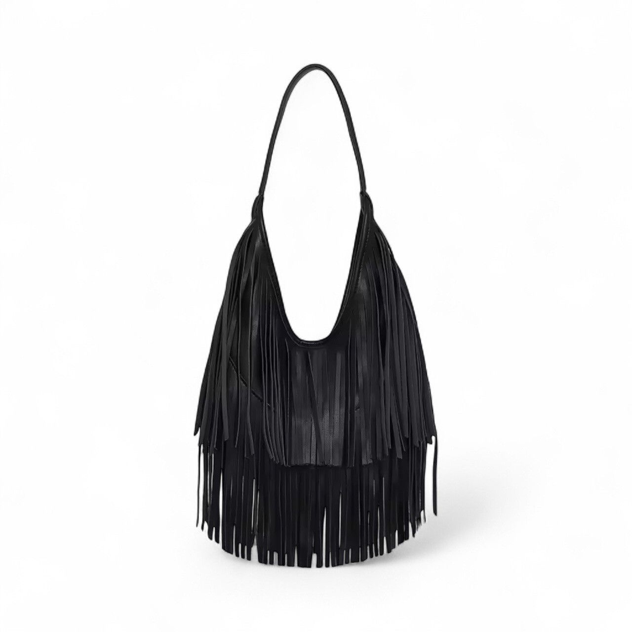 Fringe Detail Leather Bag