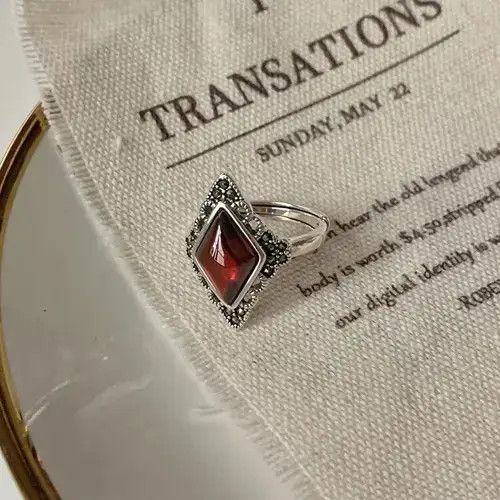 Jewelry Red Crystal Garnet Resizable Ring Size ONE SIZE - 3 Thumbnail