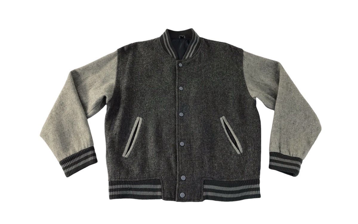 Vintage Japanese Brand Bomber Jacket Wool Snap Button UP