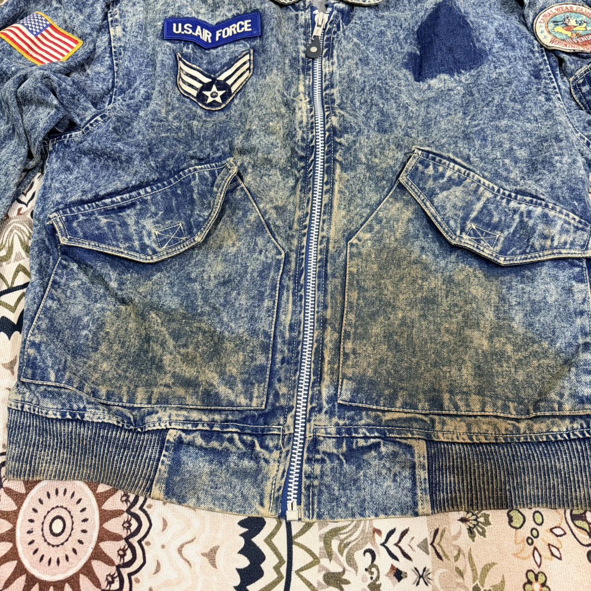 Vintage Fendia Denim Jacket US AIR FORCE Vintage Scovill Zipper Size US L / EU 52-54 / 3 - 9 Thumbnail
